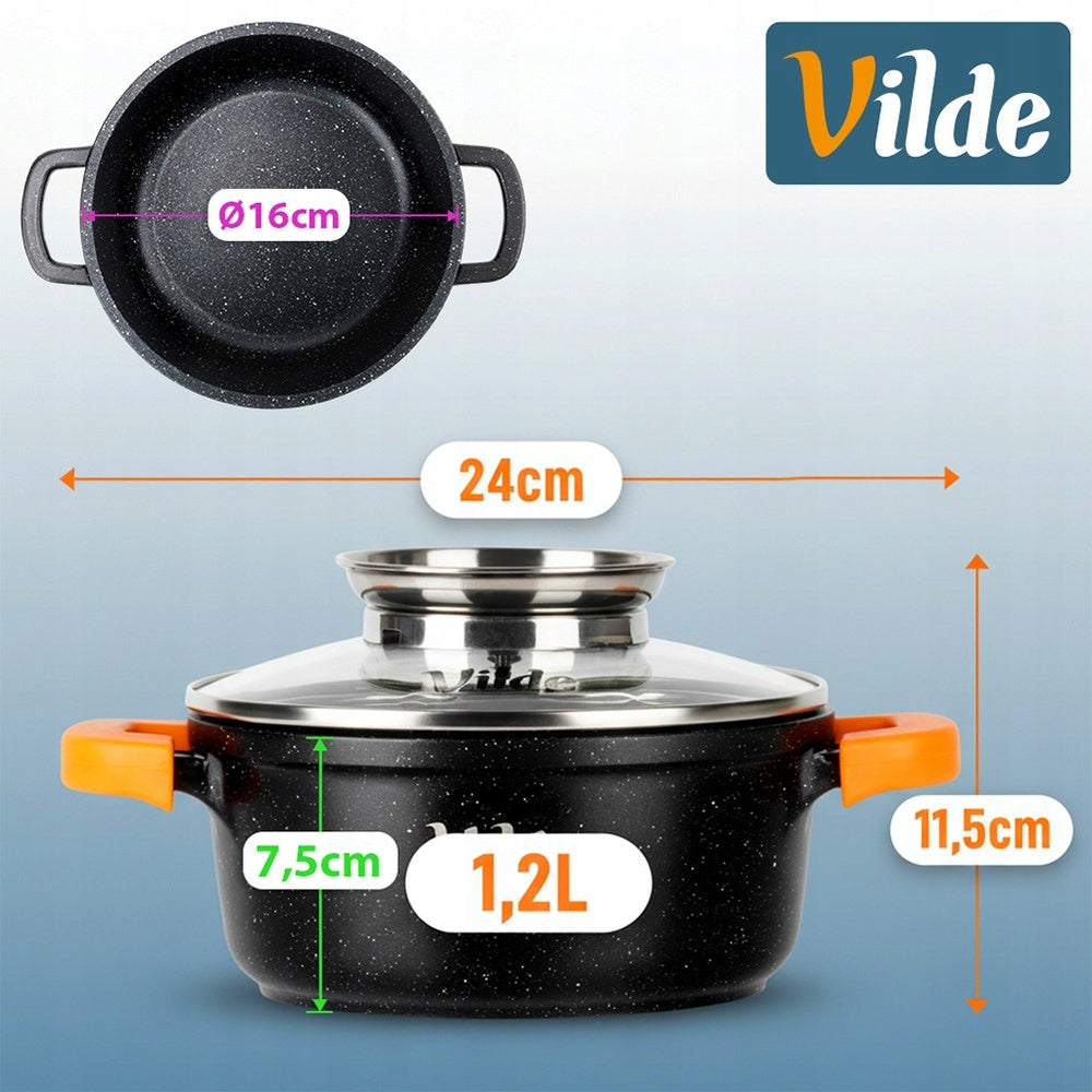 2x GRANITe pots set of gas pots induction VILDE 16 + 20 cm Material aluminum