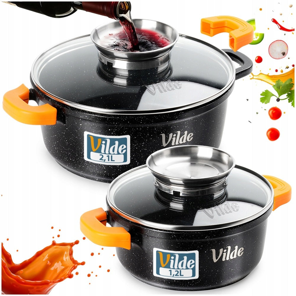 2x GRANITe pots set of gas pots induction VILDE 16 + 20 cm