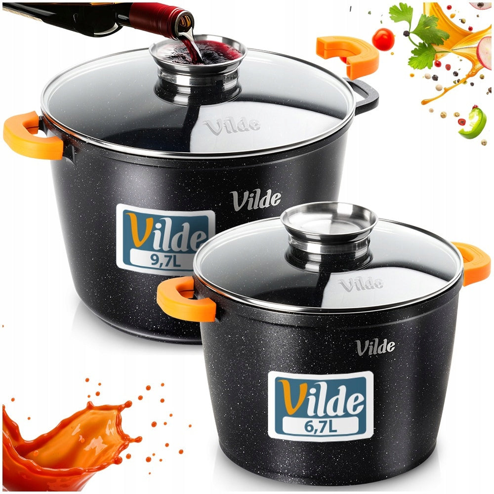 2x GRANITe pots set of gas pots induction VILDE 24 + 28 cm large