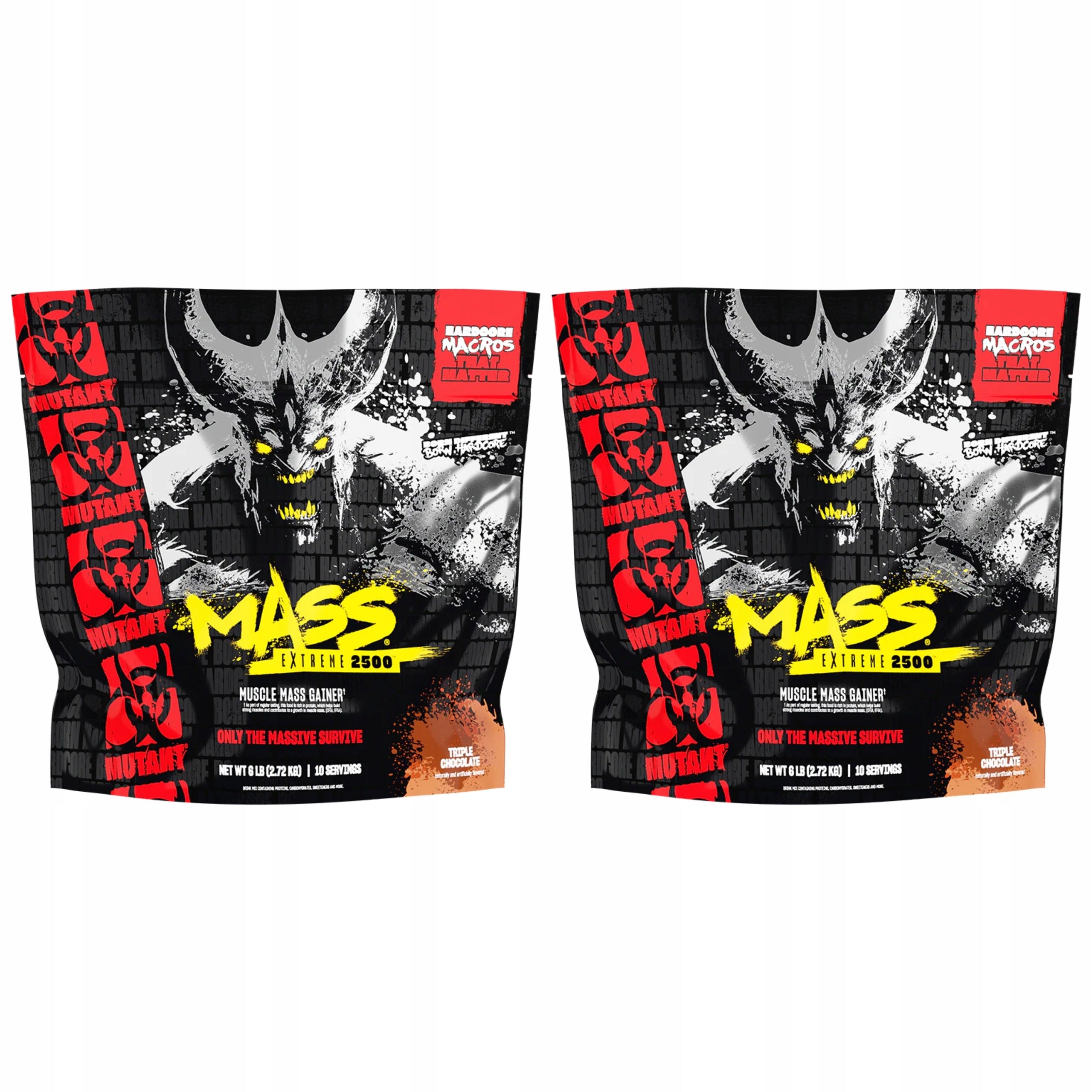 2x Gainer 1070 kcal muscle mass protein 30g carbohydrates MUTANT MASS