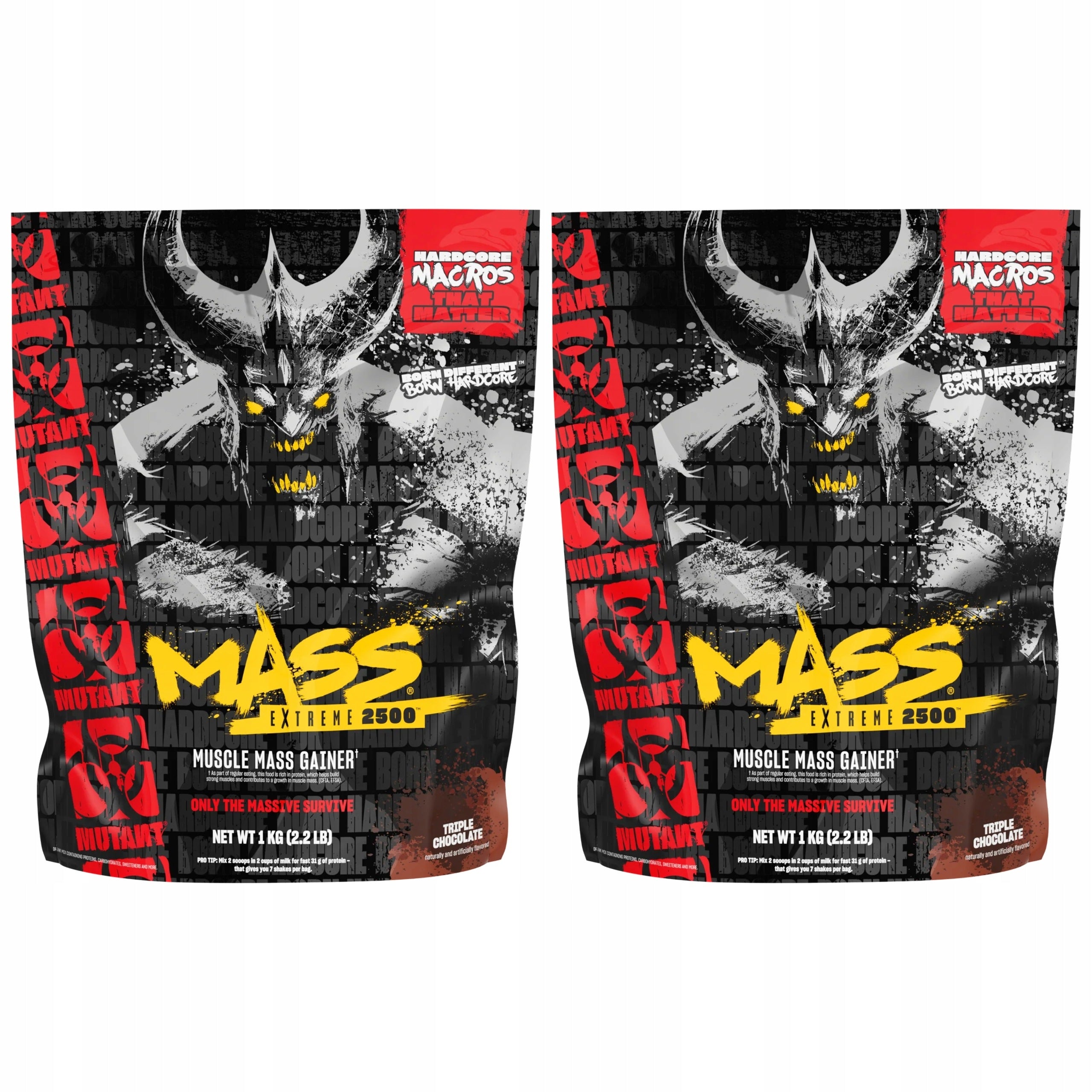 2x Gainer Muscle Mass 1070 kcal 230g Carbohydrates 30g Protein MUTANT