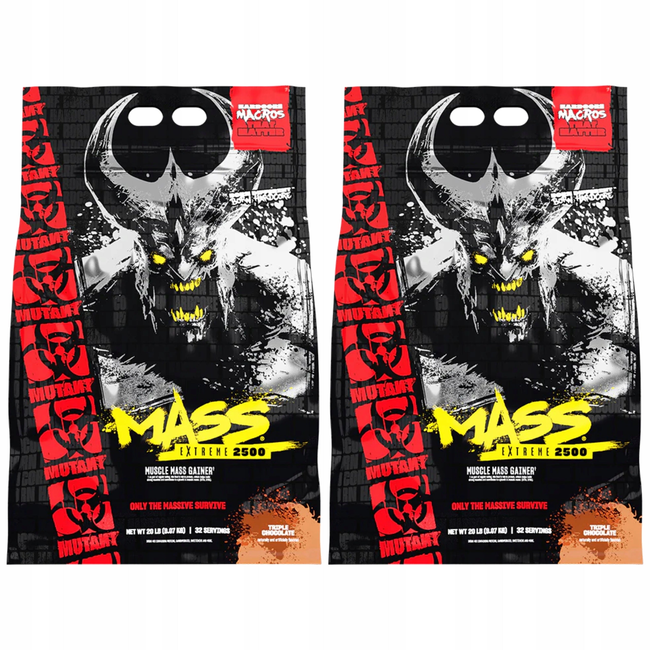 2x Gainer muscle mass 1070 kcal protein carbohydrates Mutant Mass MUTANT