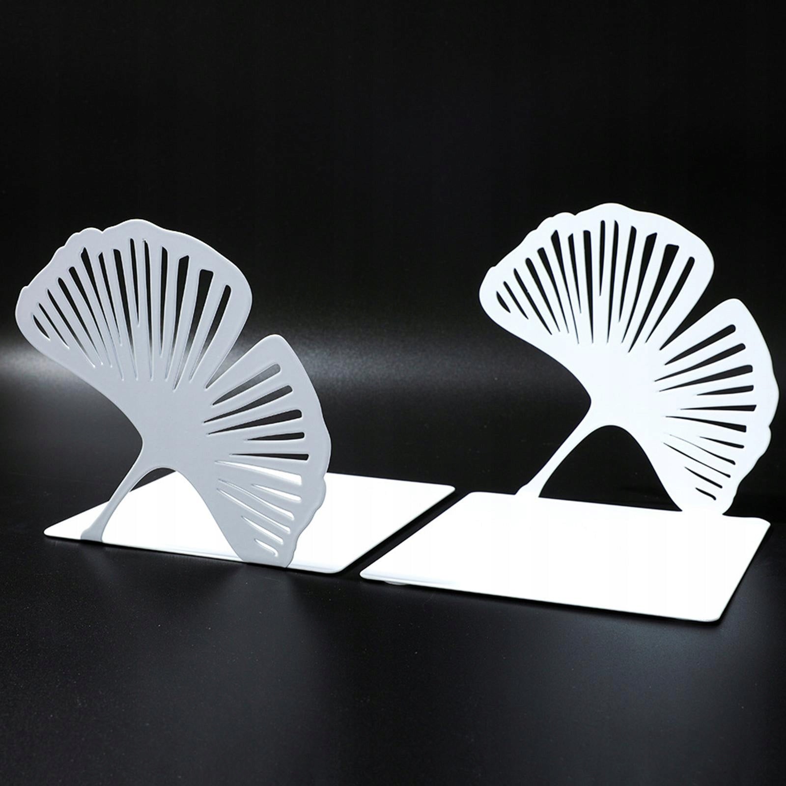 2x Ginkgo Leaf Bookend Unique Hollowed Out Bookend for Office Desk Kids Manufacturer no brand