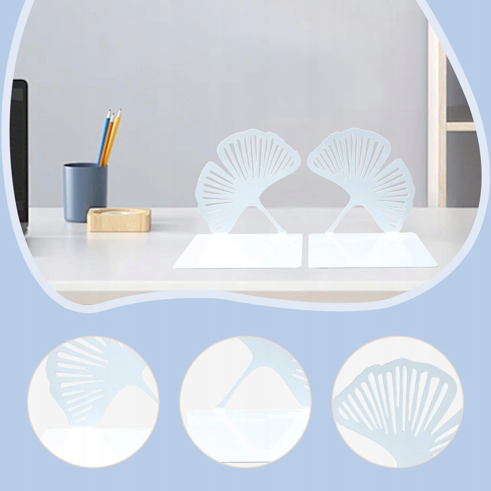 2x Ginkgo Leaf Bookend Unique Hollowed Out Bookend for Office Desk Kids Product weight with unit packaging 0.32 kg