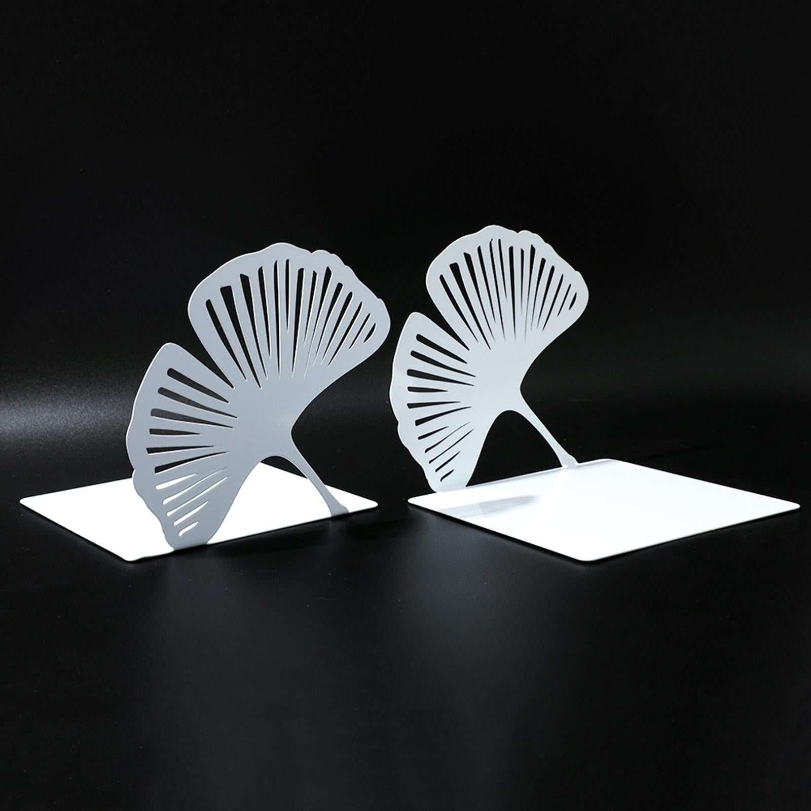 2x Ginkgo Leaf Bookend Unique Hollowed Out Bookend for Office Desk Kids Type nesting box (feeder)