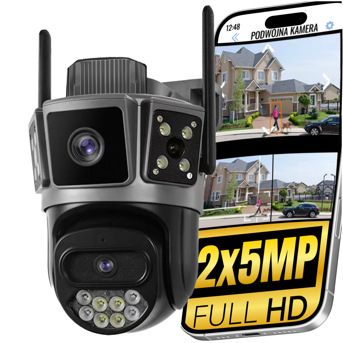 2x Heelly Pro 10MP WiFi Camera Dual Lens Outdoor Rotating Manufacturer code PODWÓJNA KAMERA 2X5MP ALARM WEWNĘTRZNA