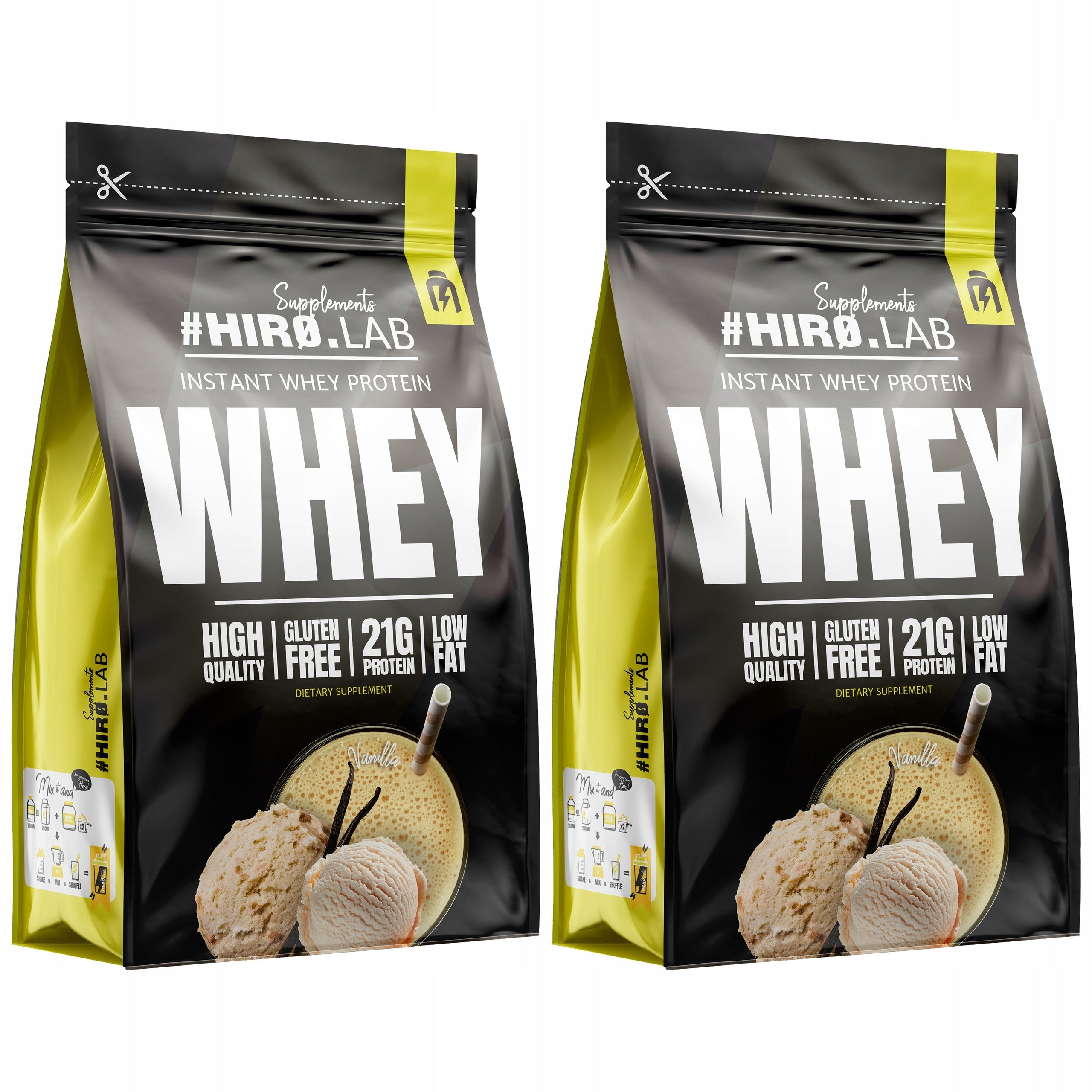 2x Hiro.Lab Instant WHEY Protein 450g WPC Whey Protein Conditioner Vanilla