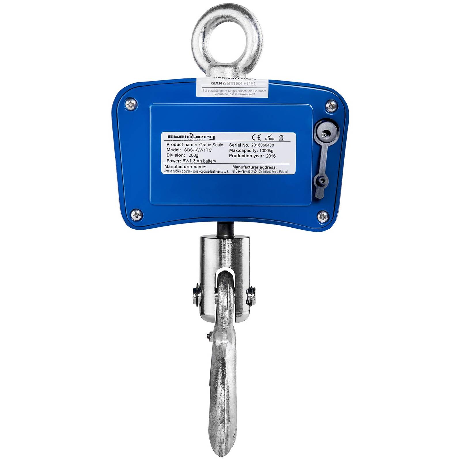 2x Hook weight up to 1 Tony SBS-KW-1TC with power supply 1000kg / 0,2kg Manufacturer code SBS-KW-1TC