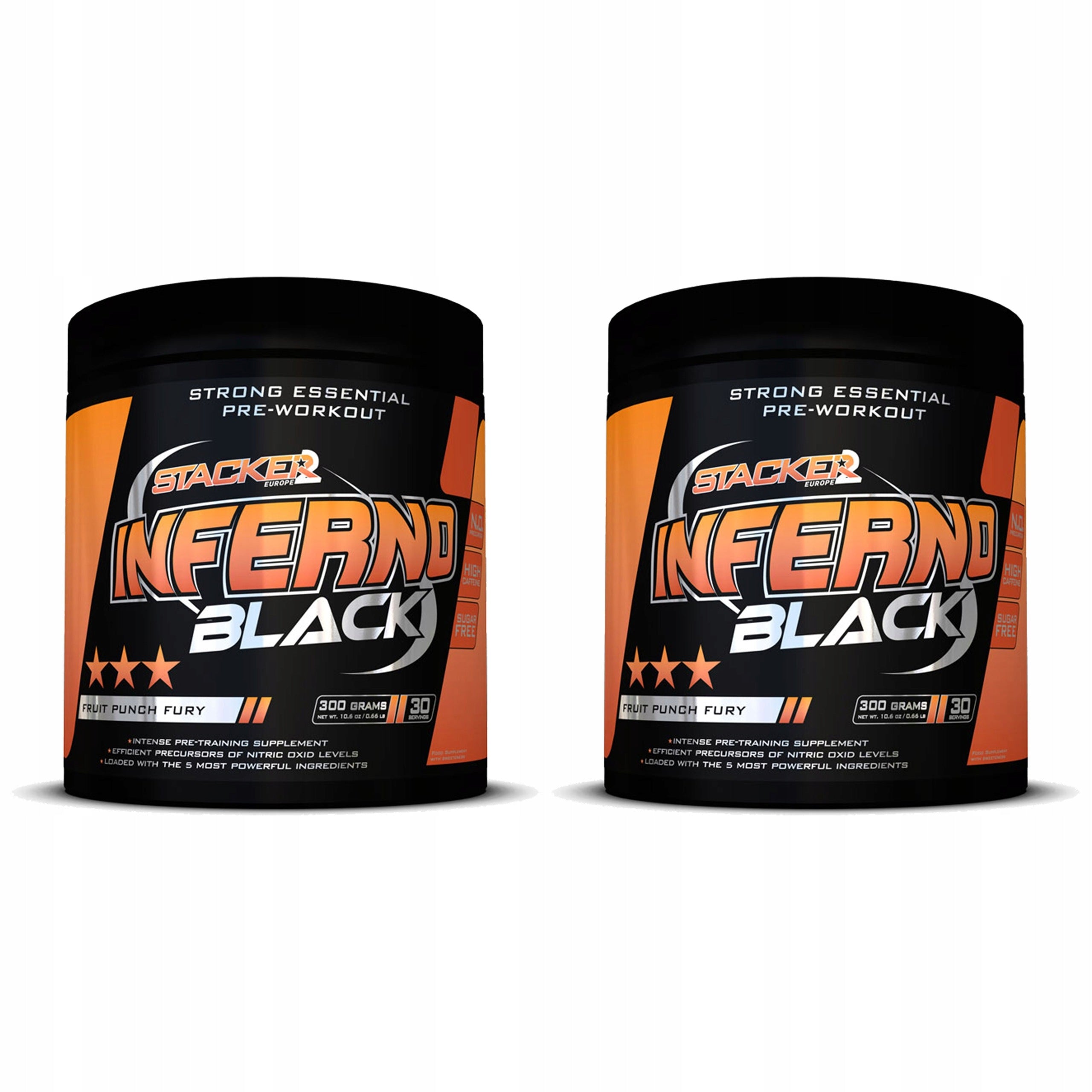 2x INFERNO BLACK 300g PRE-TRAINING CAFFEINE STRENGTH