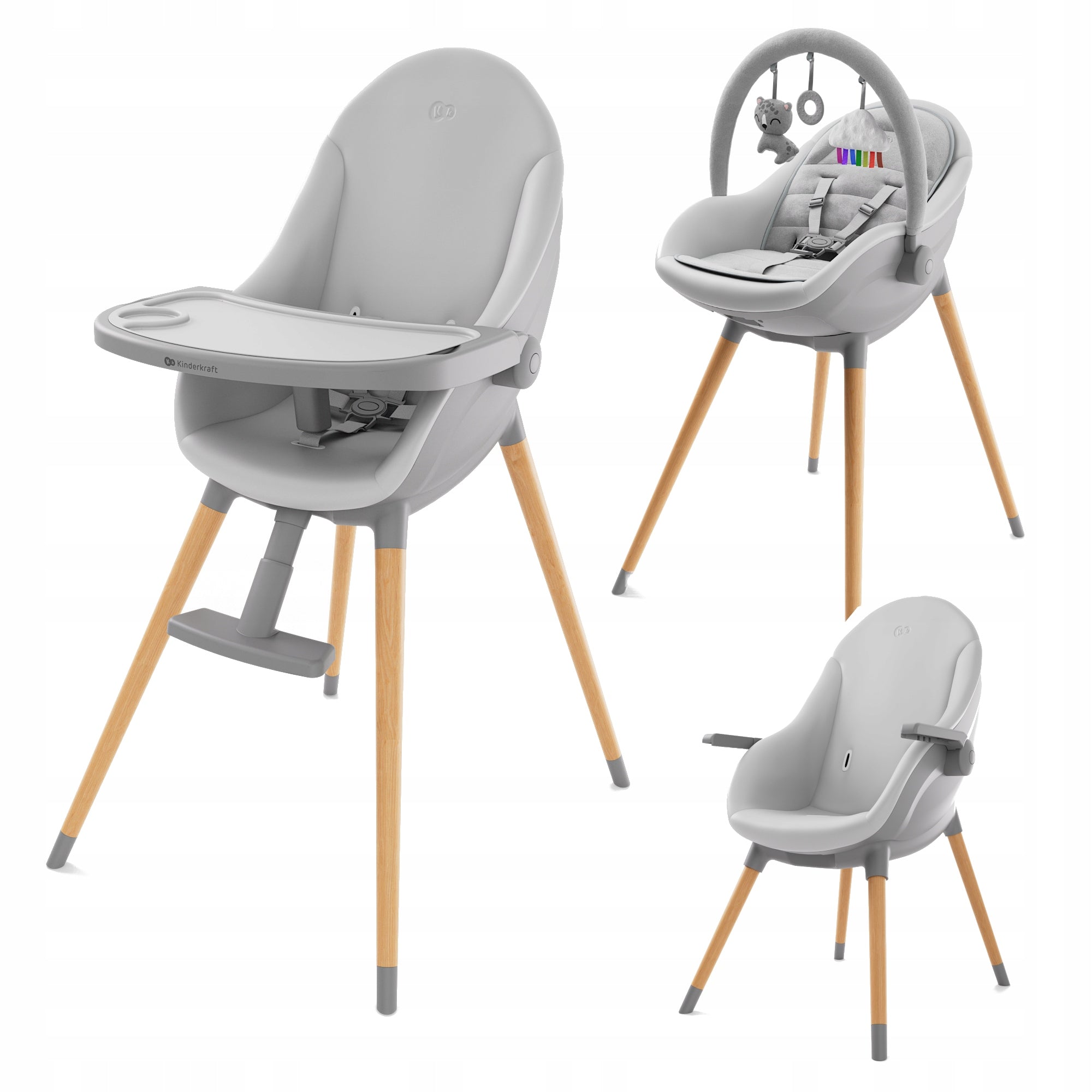2x KINDERKRAFT Highchair 2in1 FINI UP grey