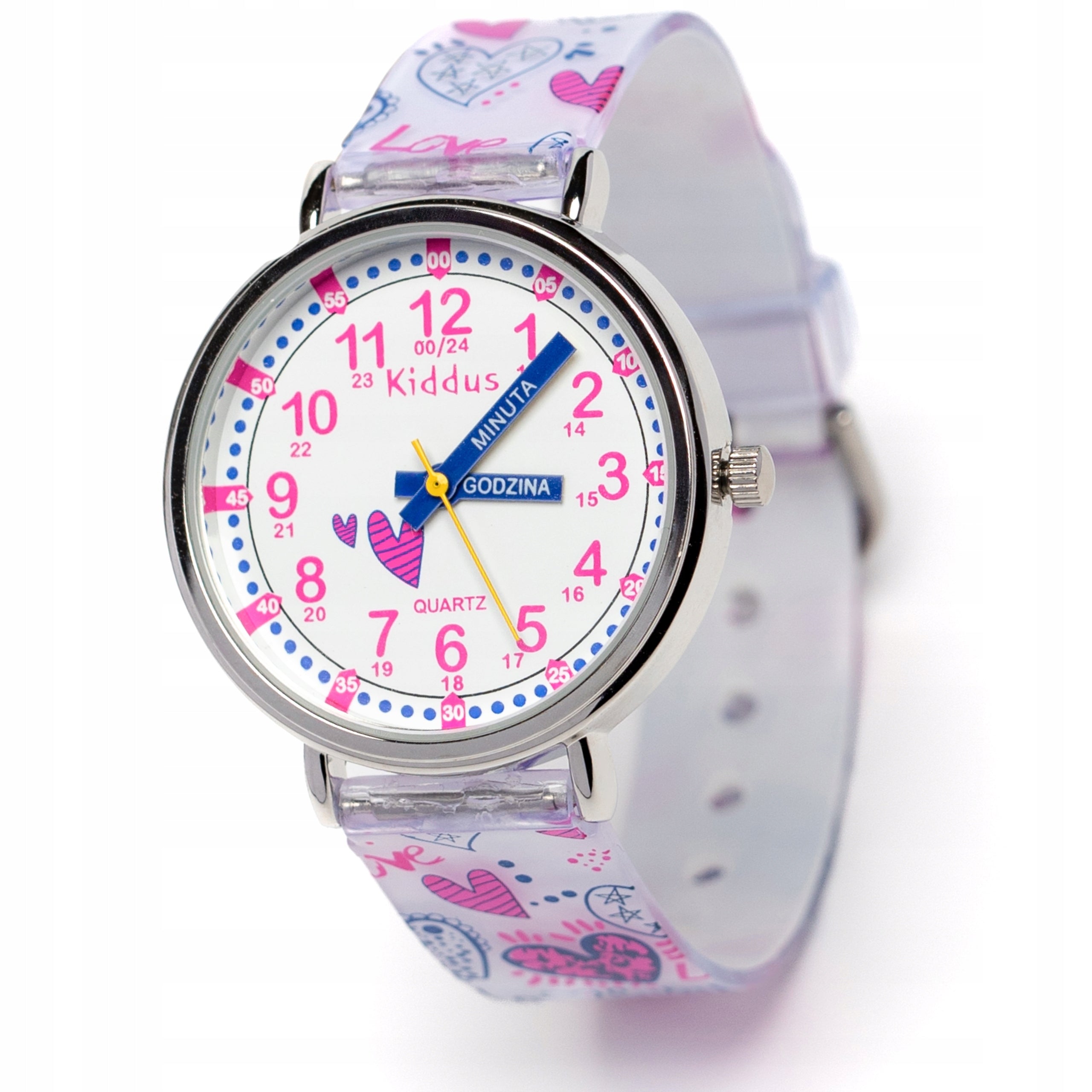2x Kiddus Children's Watch Time Teacher Polish Hearts