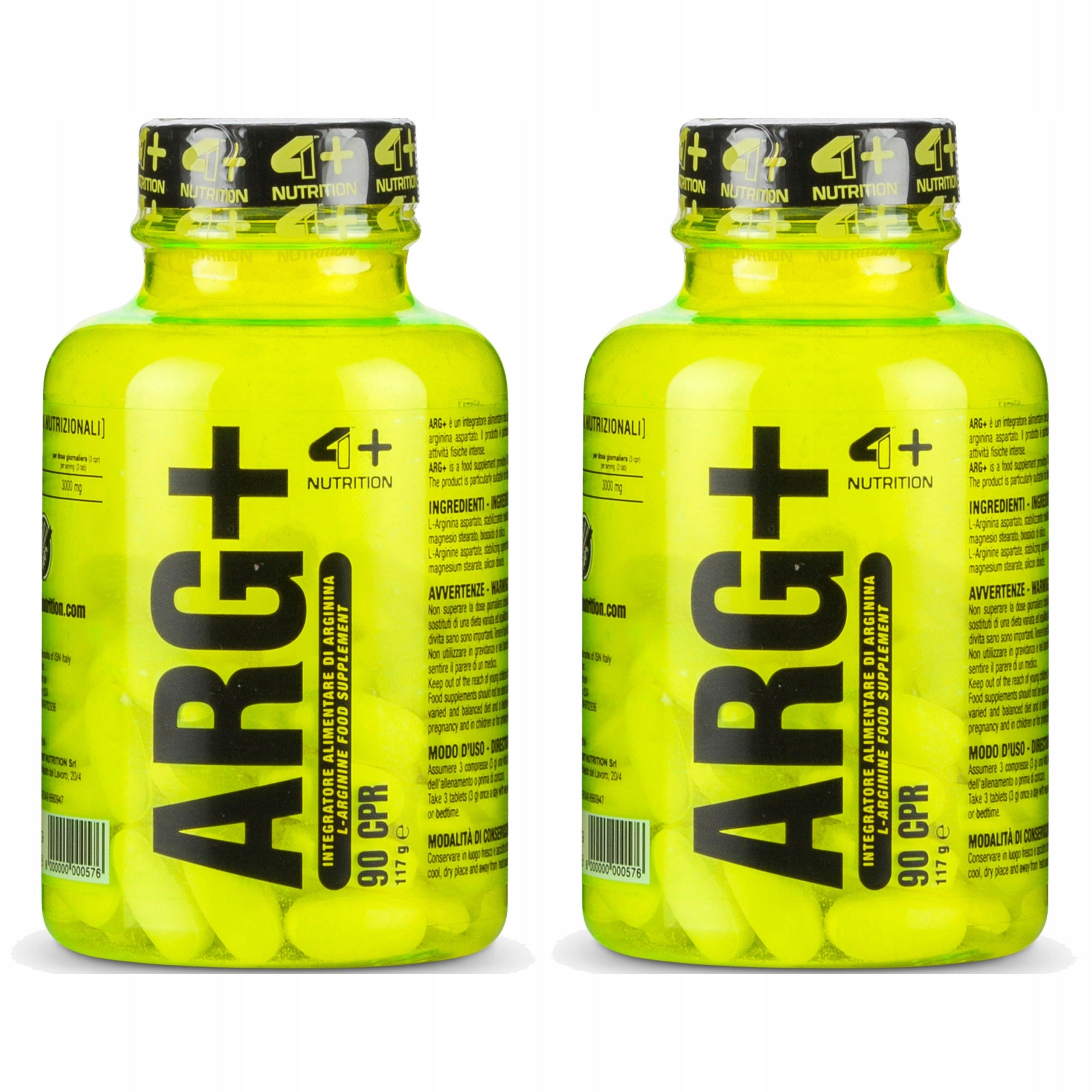 2x L-Arginine 1000mg Amino Acid Potency Muscle Pump 90tab 4+ Nutrition