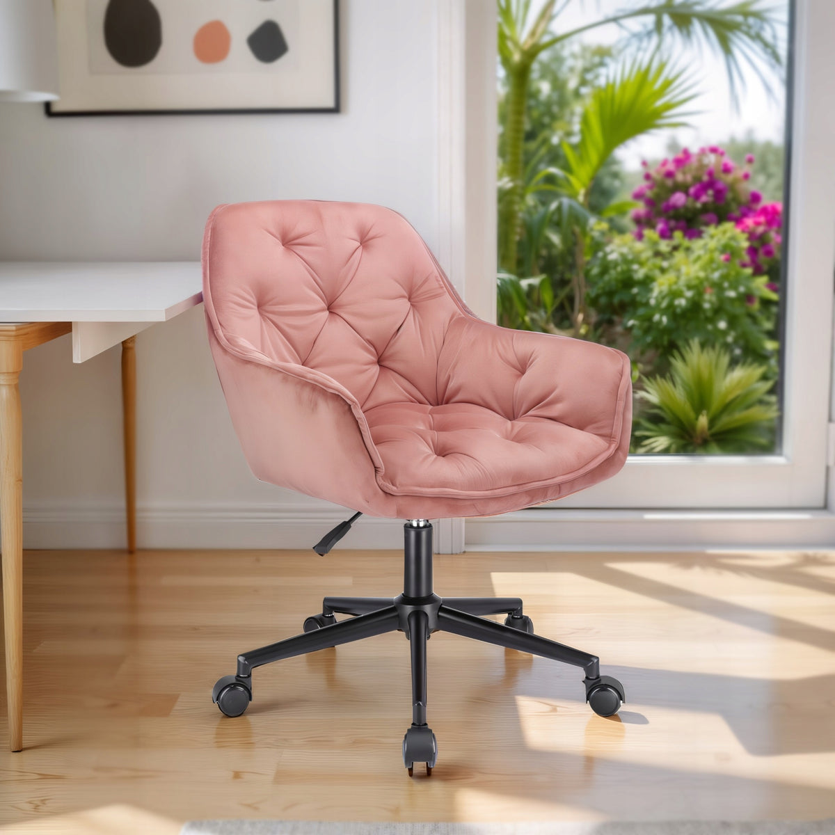 2x Largo pink swivel black legs Furniture depth 62 cm