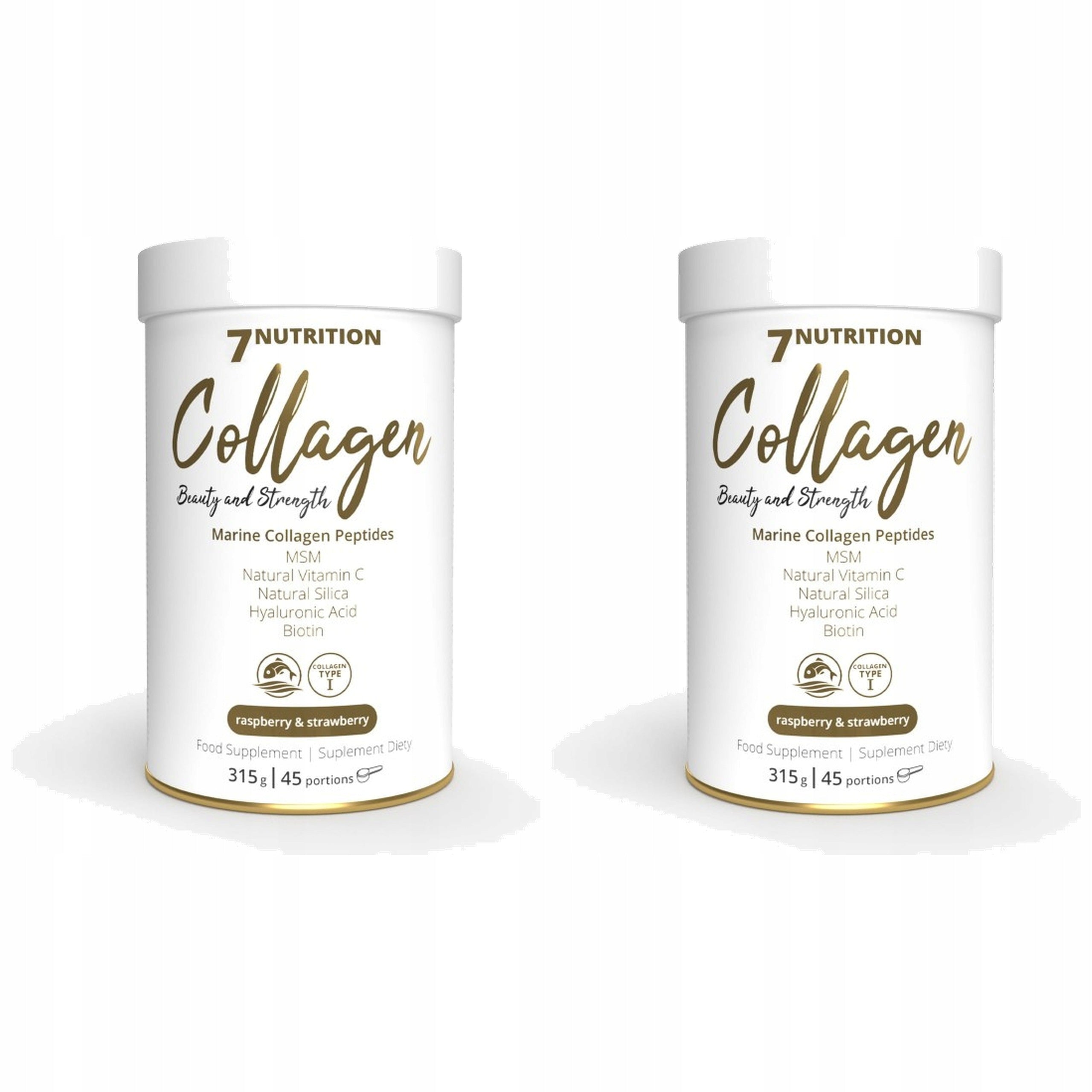2x MARINE COLLAGEN 7 NUTRITION 315g MSM Peptides Vitamin C Biotin Without Sugar