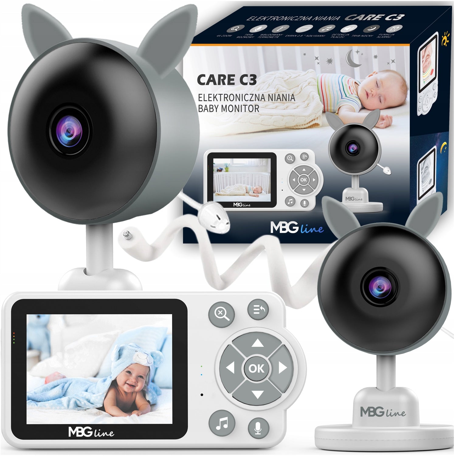 2x MBG line CARE C3 Baby Monitor