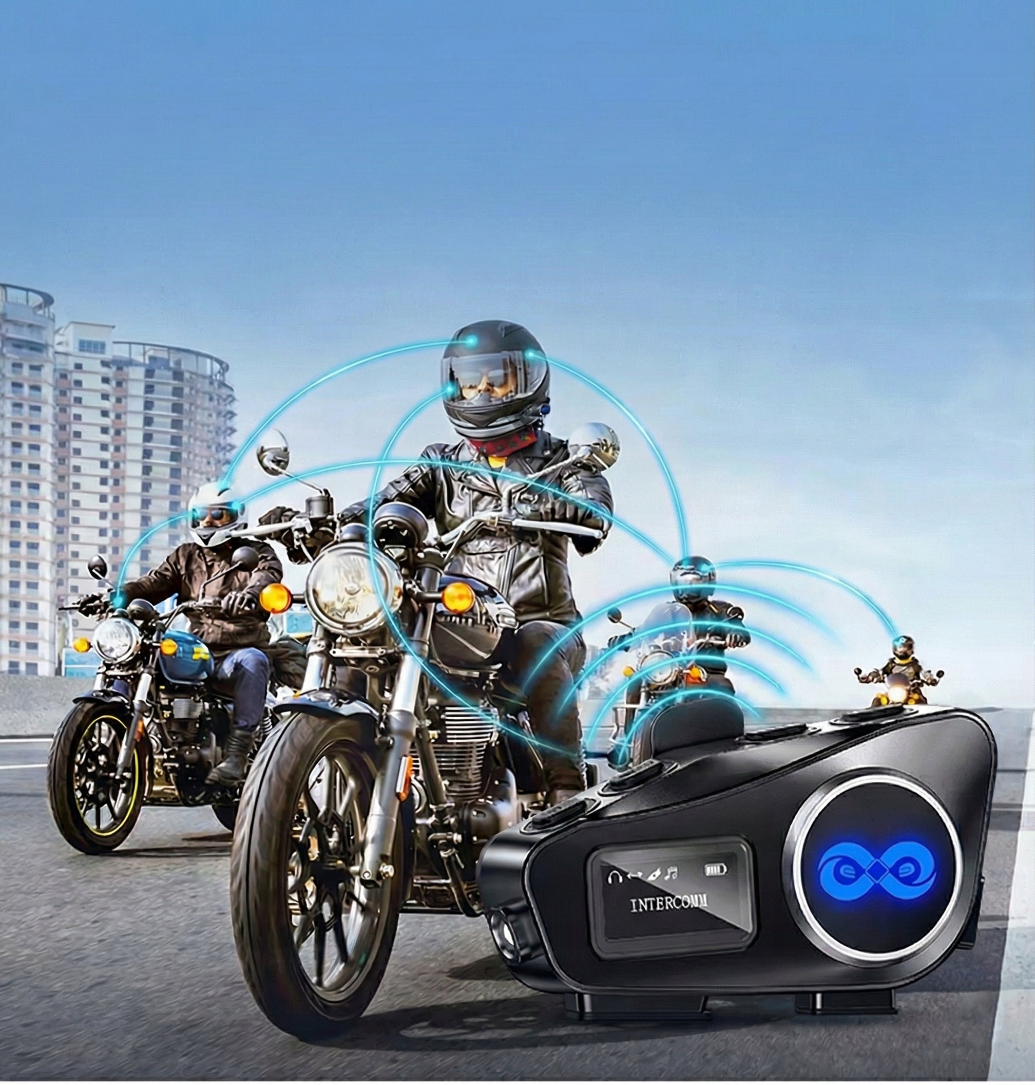 2x MOTORCYCLE INTERCOM VITO Y6 MESH BLUETOOTH to 4 MOTO RADIO FM 1000m Packaging status original