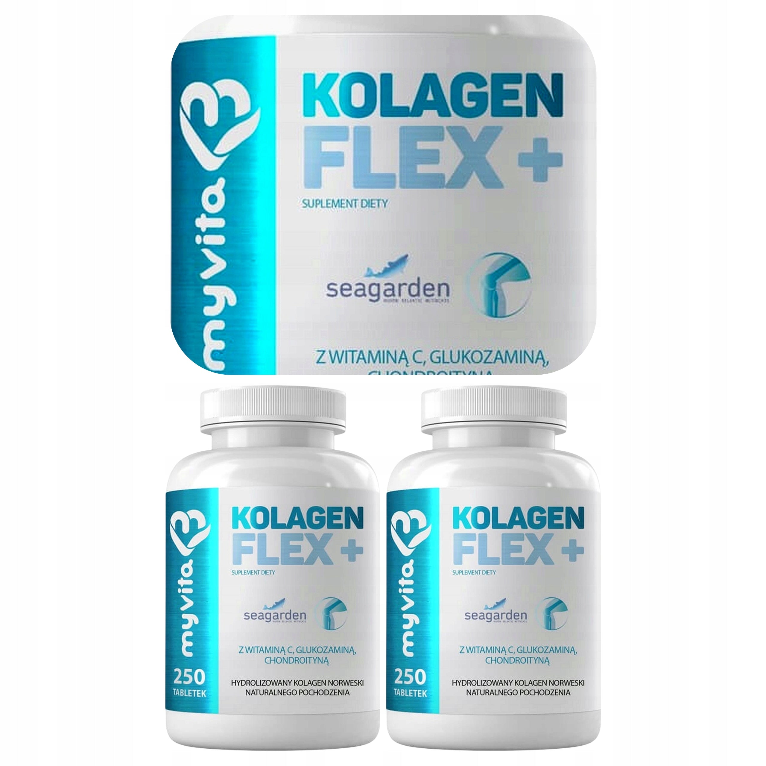 2x MYVITA COLLAGEN FLEX+ Glucosamine Chondroitin Vitamin C 800 mg 250 tab.