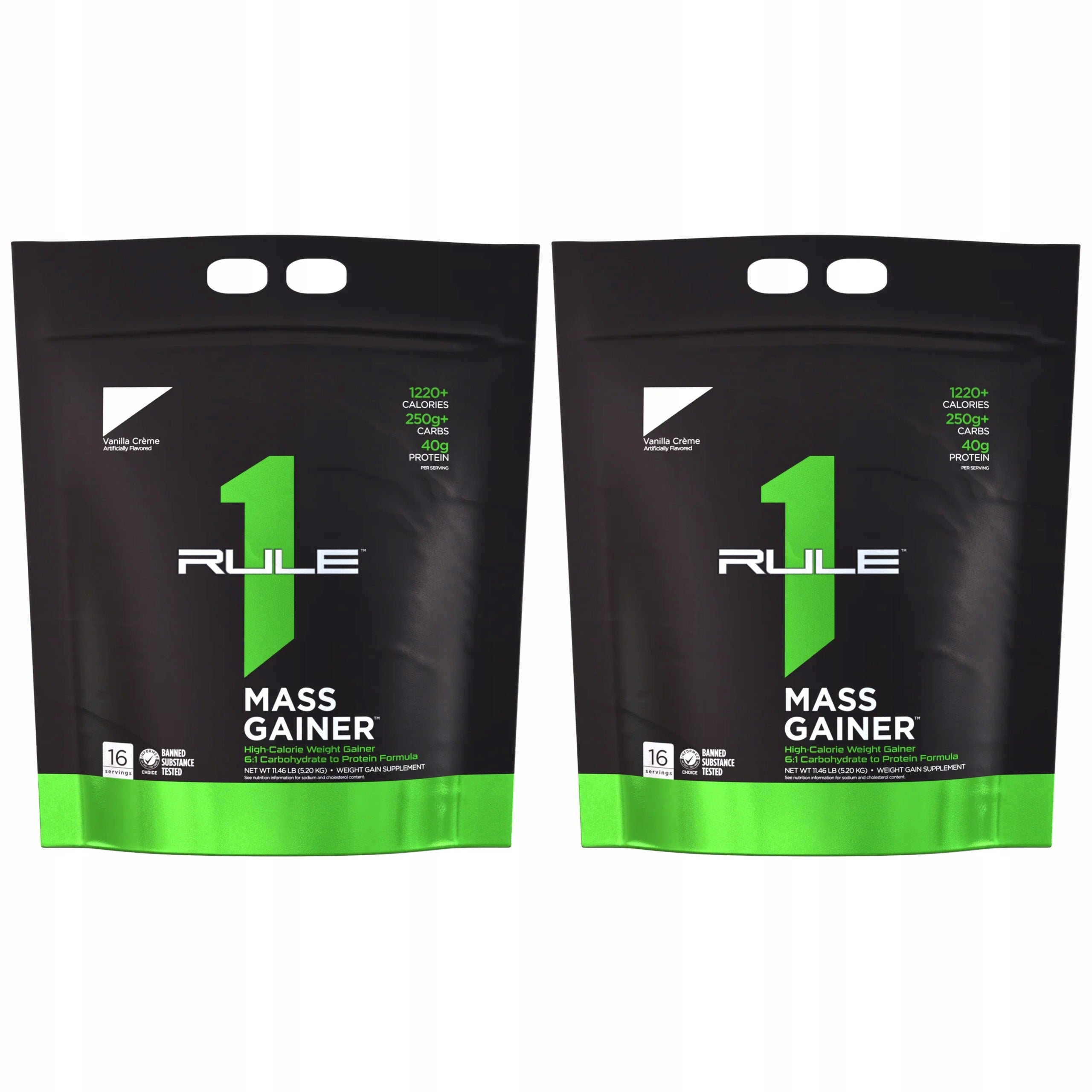 2x Mass Gainer 5200g Protein Whey Muscle Mass Vanilla RULE 1 R1