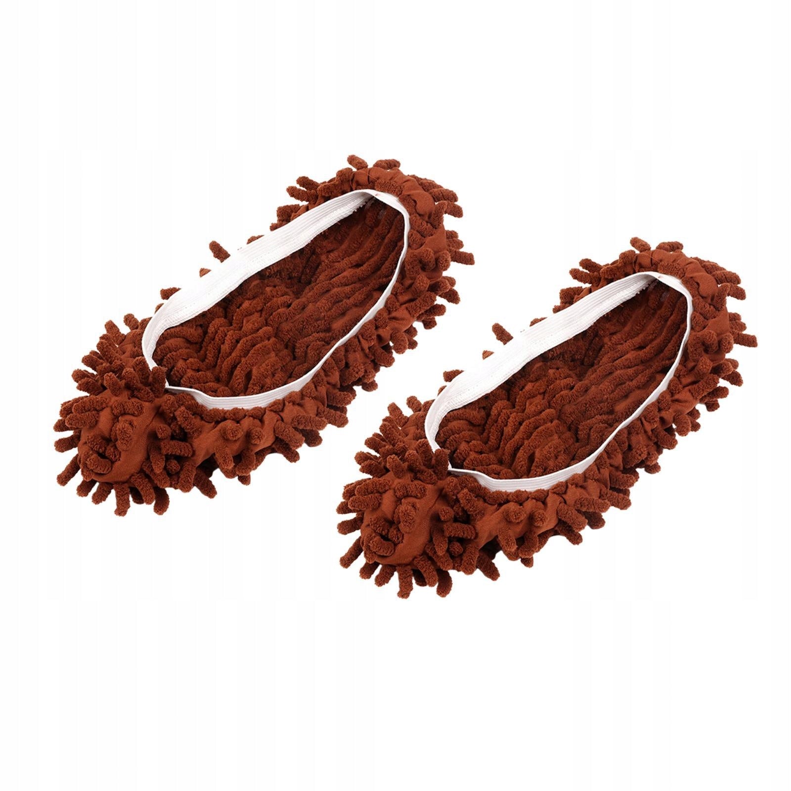 2x Microfiber Mop Slippers Shoes Cover Soft Washable Floor Cleaning Brown Brand no brand
