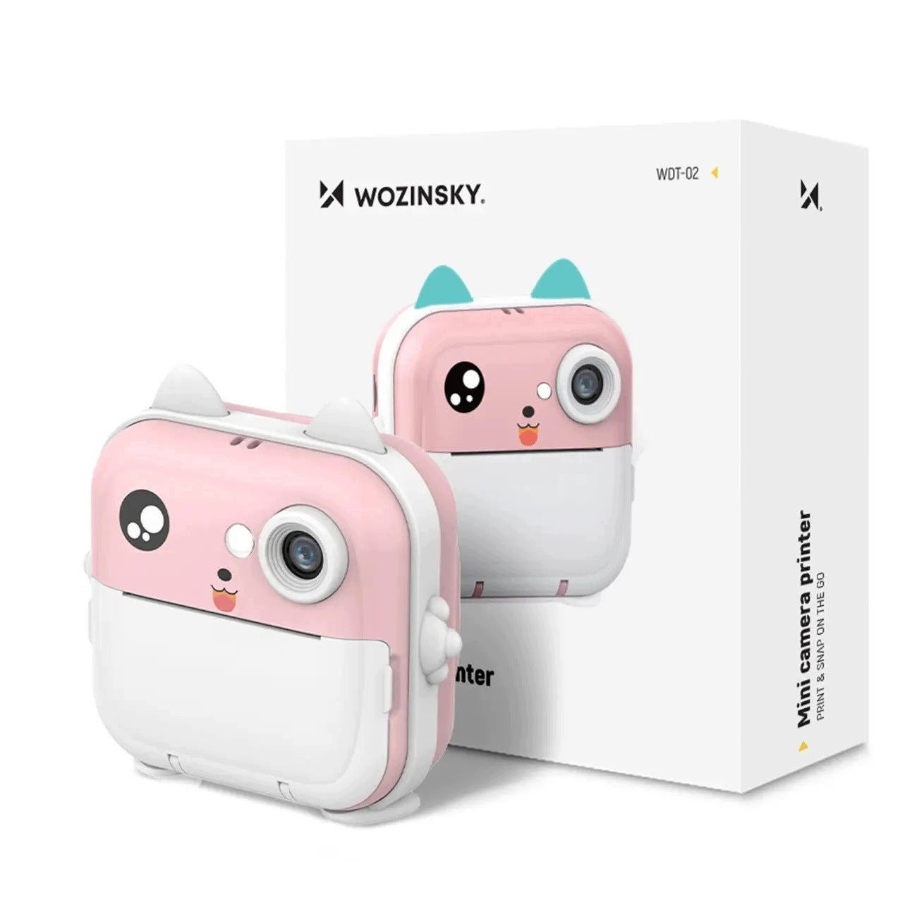 2x Mini Thermal Printer WDT-01 with Camera for Kids - Pink Brand Wozinsky