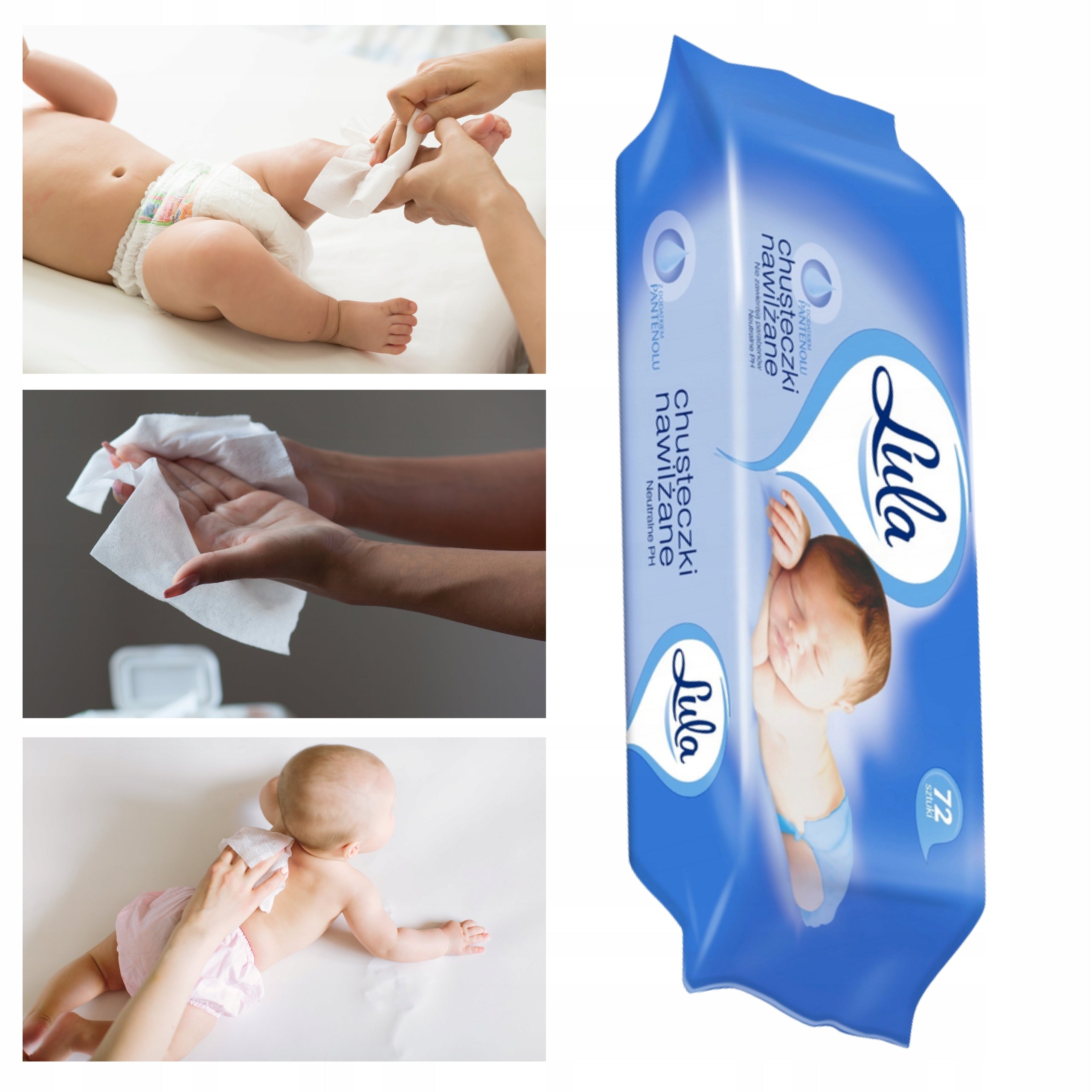 2x Moisturizing Wipes Moisturized For Children with Panthenol Soothing 72pcs Manufacturer code LULA-8208
