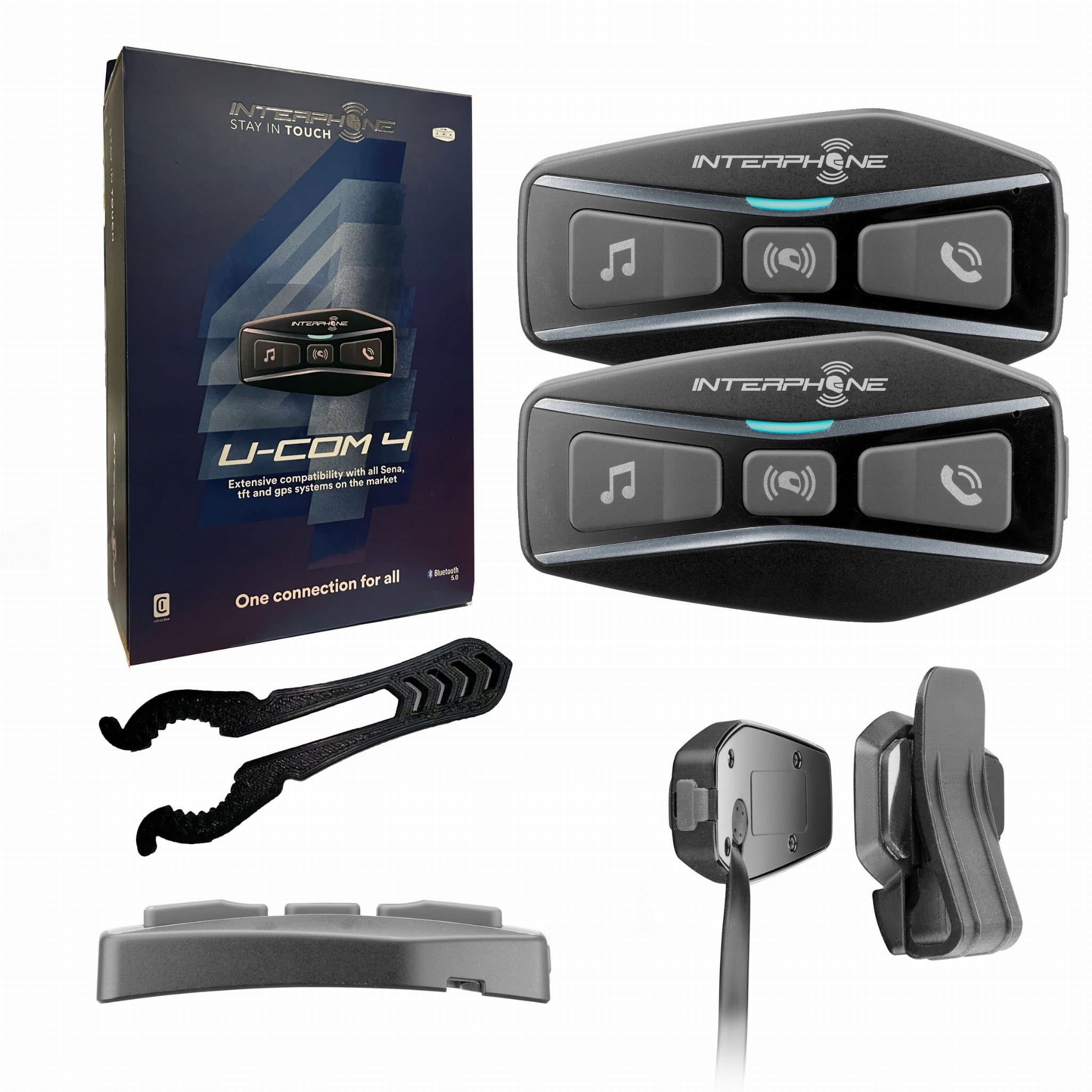 2x Motorcycle Intercom INTERPHONE U-COM 4, set for 2 helmets