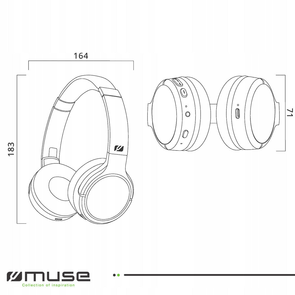 2x Muse | Stereo Headphones | M-272 BTB | Built-in Microphone | Bluetooth | N Model M-272
