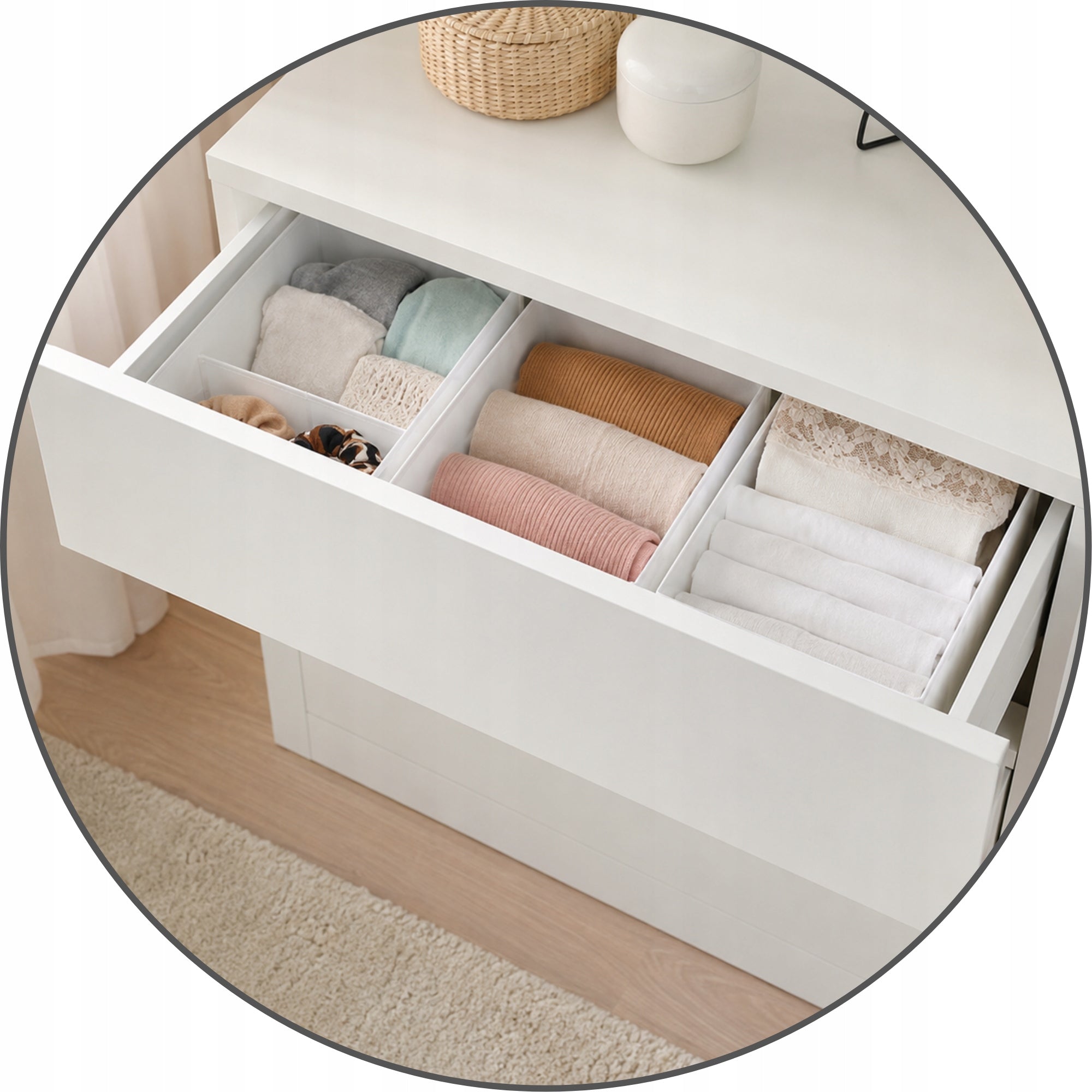 2x NEW IKEA SKUBB 3 pcs box organizer drawer wardrobe 20x38x12 white Length 38 cm