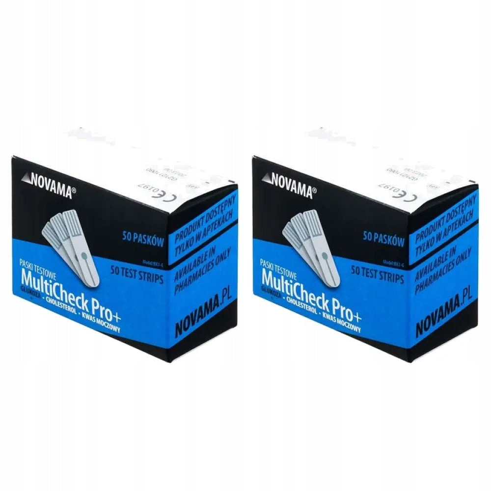 2x Novama MultiCheck Pro+ Glucose Test Strips, 50 Pieces