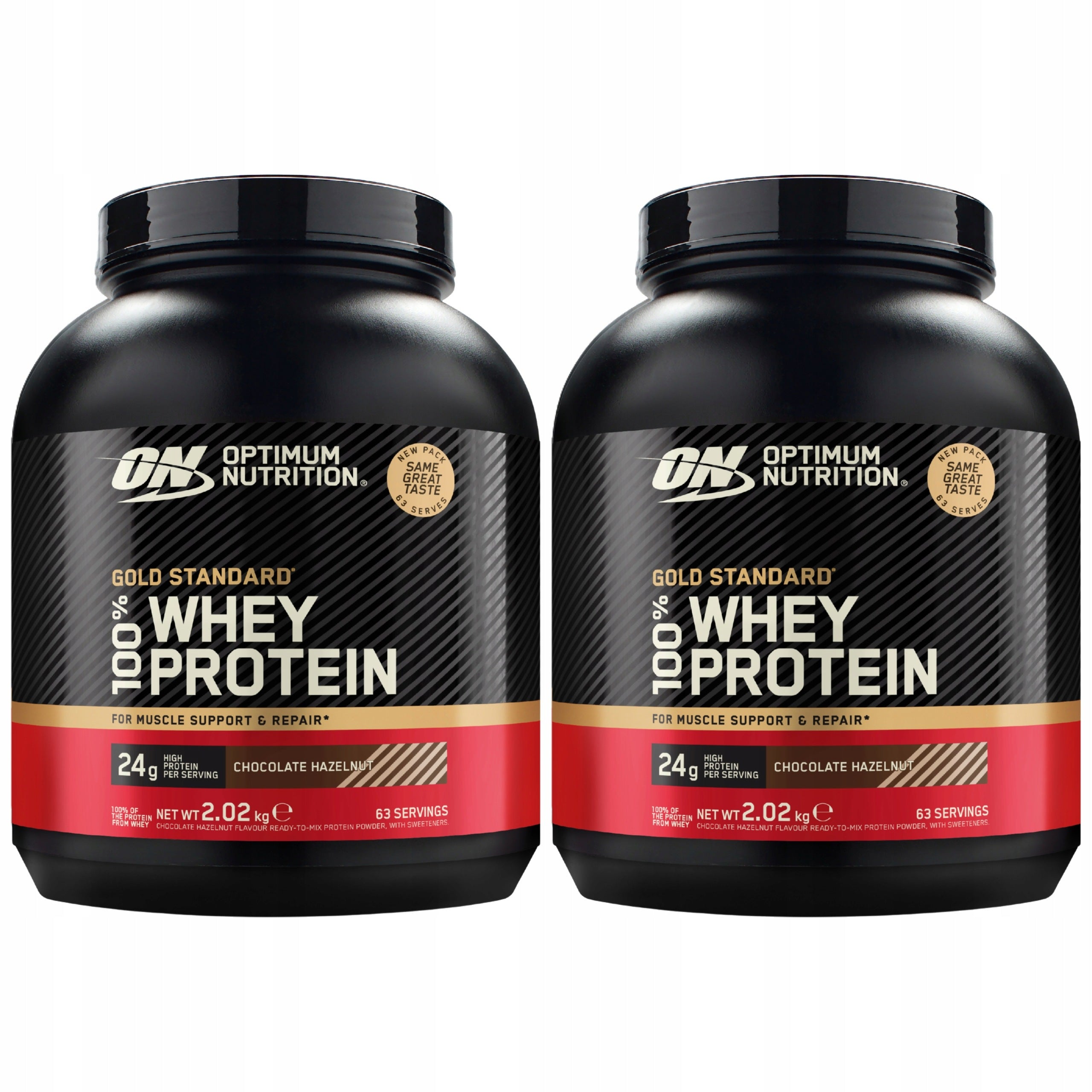 2x OPTIMUM NUTRITION Gold Standard Whey 2020g Protein Chocolate WPC WPI 63p