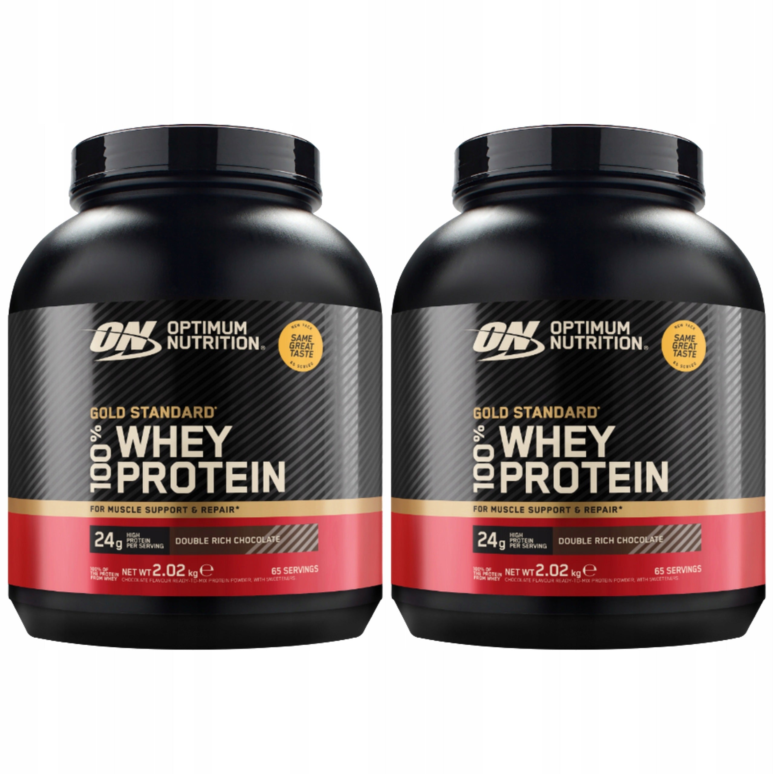 2x OPTIMUM NUTRITION Gold Standard Whey 2020g Protein Chocolate WPC WPI 65p