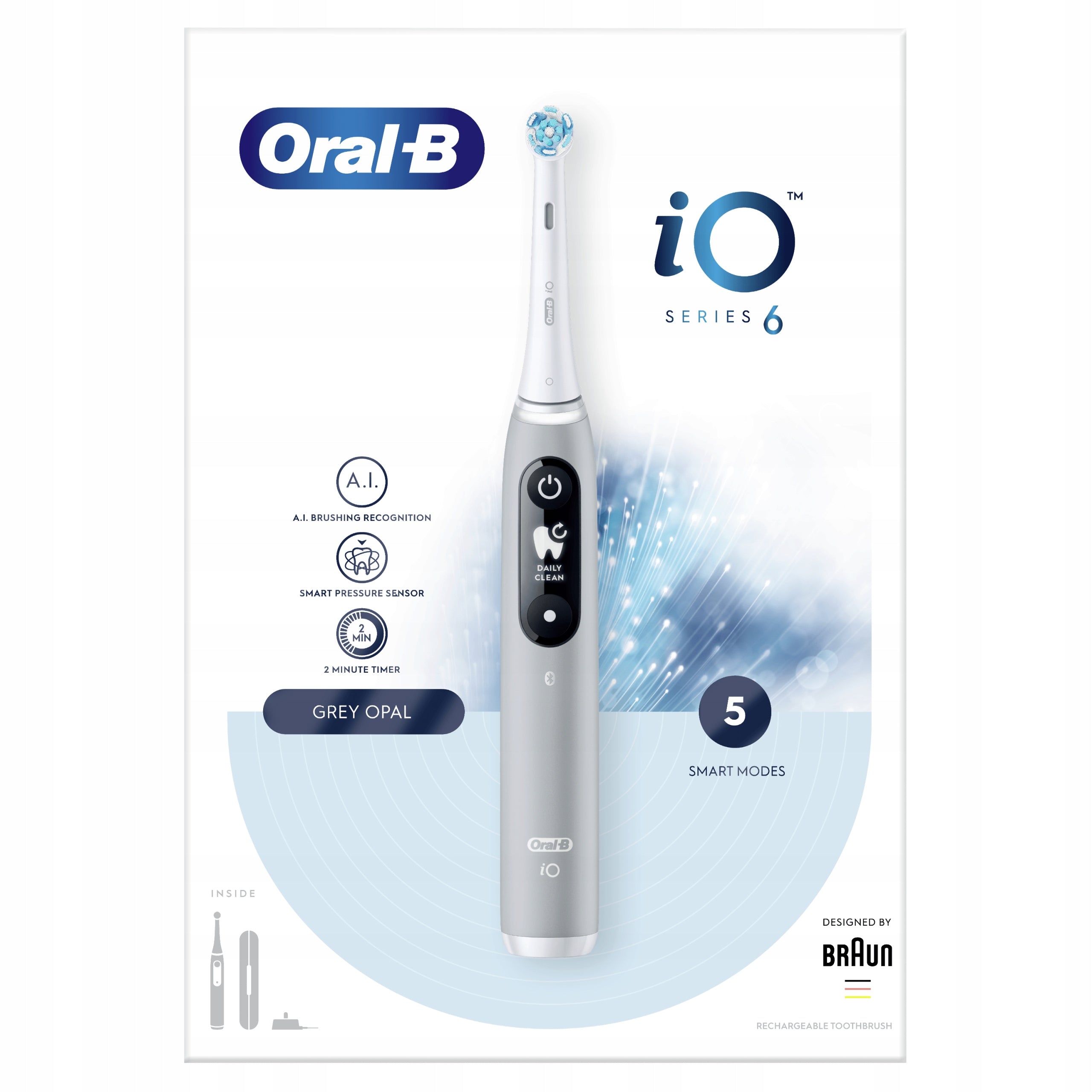 2x Oral B Io 6 Grey Opal Cordless Magnetic Toothbrush
