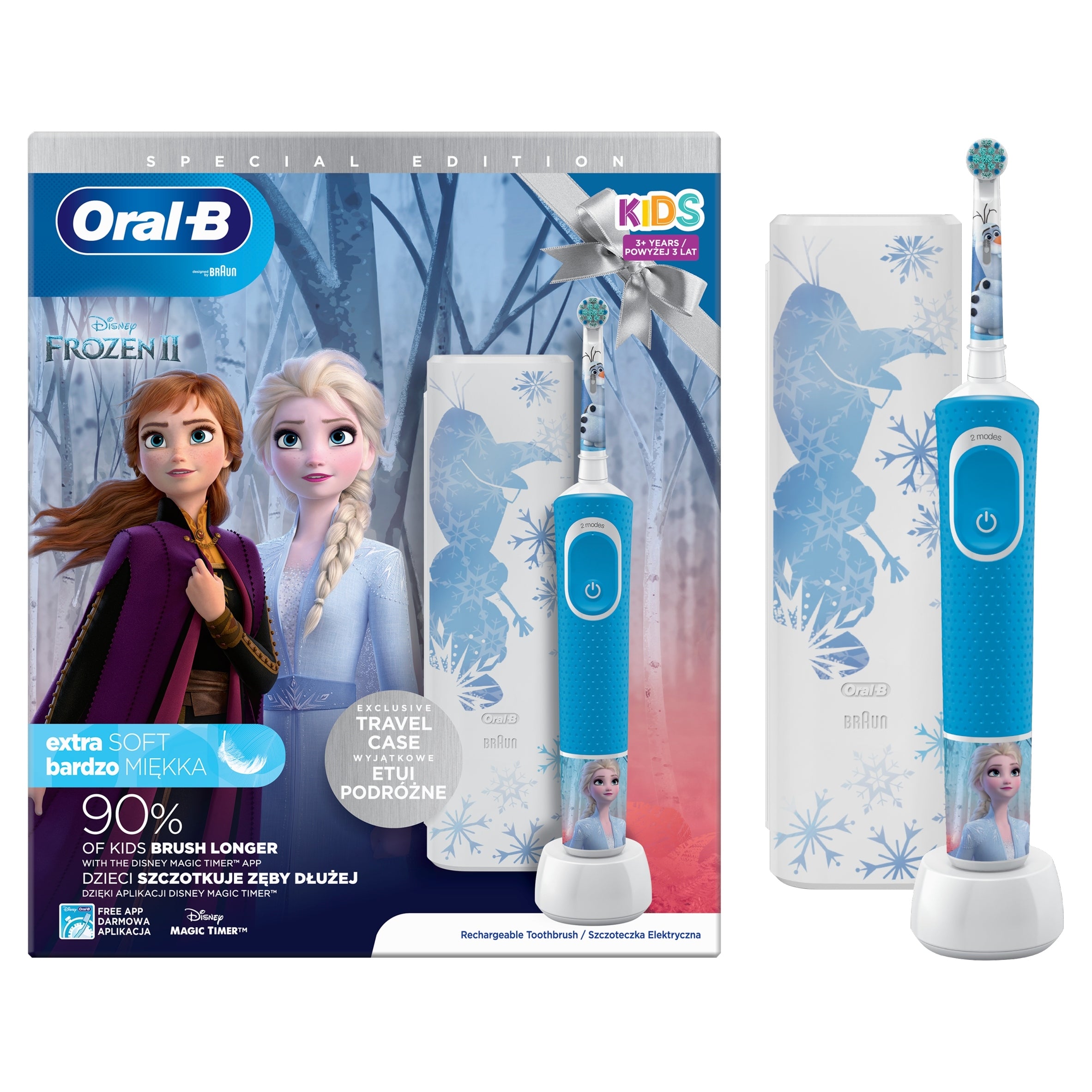 2x Oral B Vitality Kids Frozen Ii Blue Toothbrush