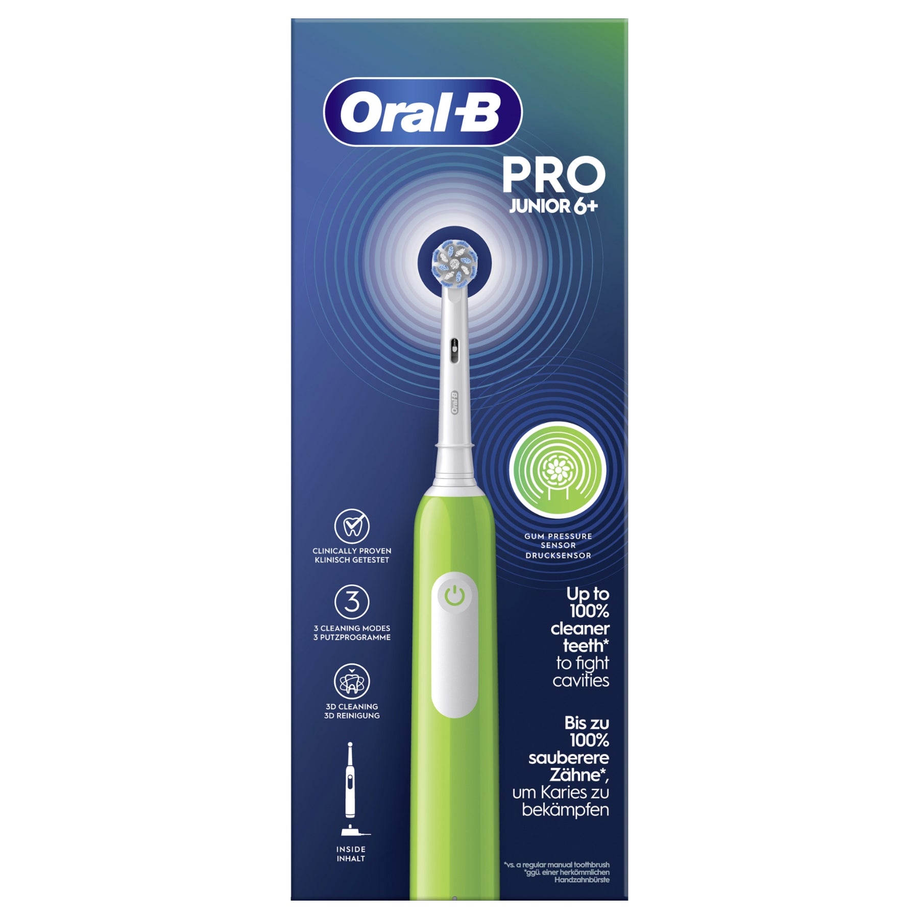 2x Oral-b Pro Junior Green electric toothbrush Kind toothbrush
