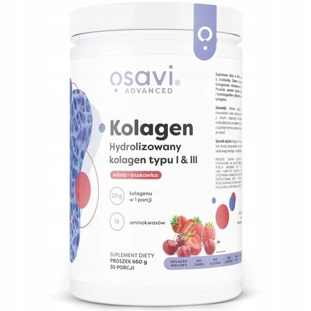 2x Osavi Hydrolyzed Collagen Type I and III Cherry-Strawberry 660g BONES Manufacturer code 5904139926666