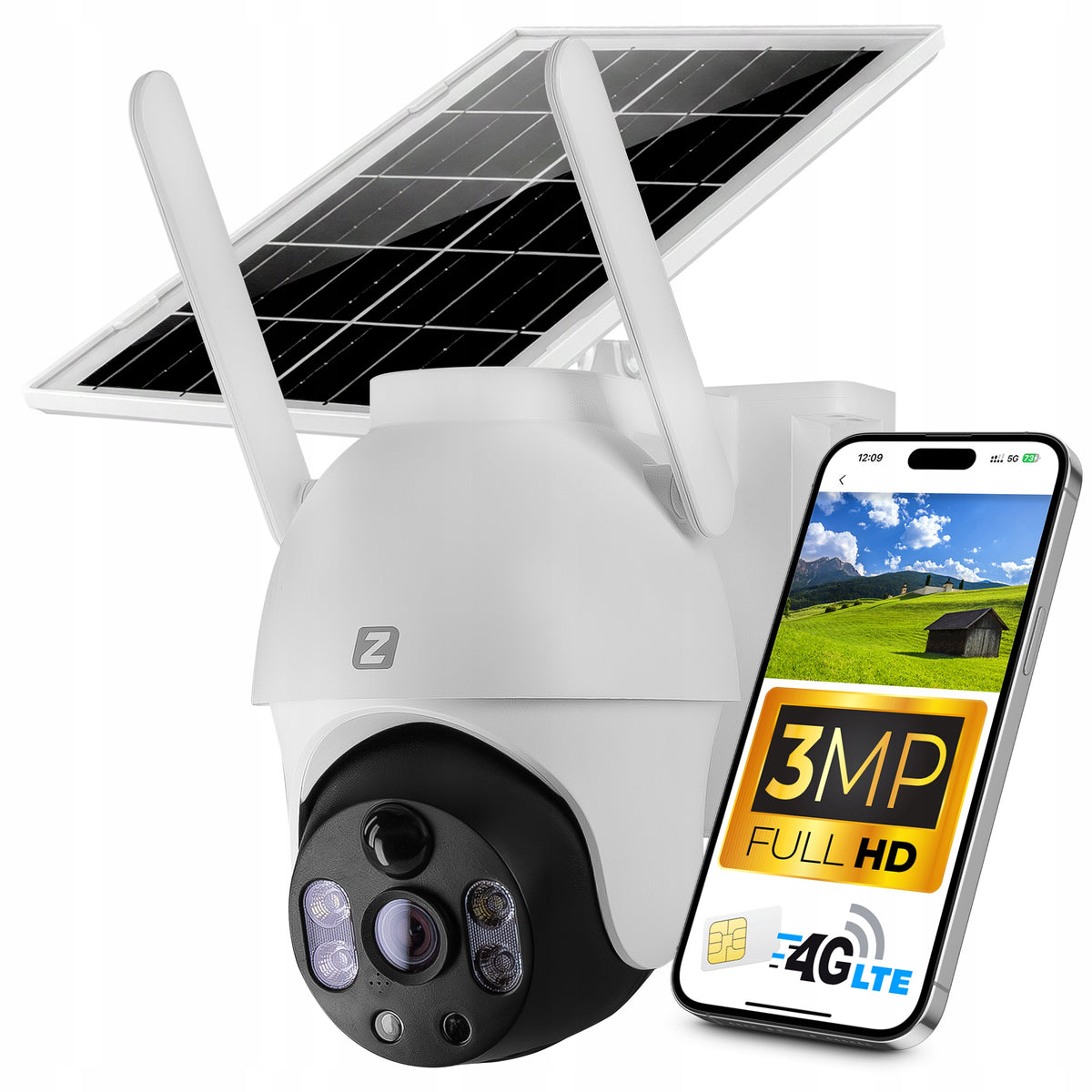 2x Outdoor Solar Rotating Camera For Sim Card 4g Lte 3mpx