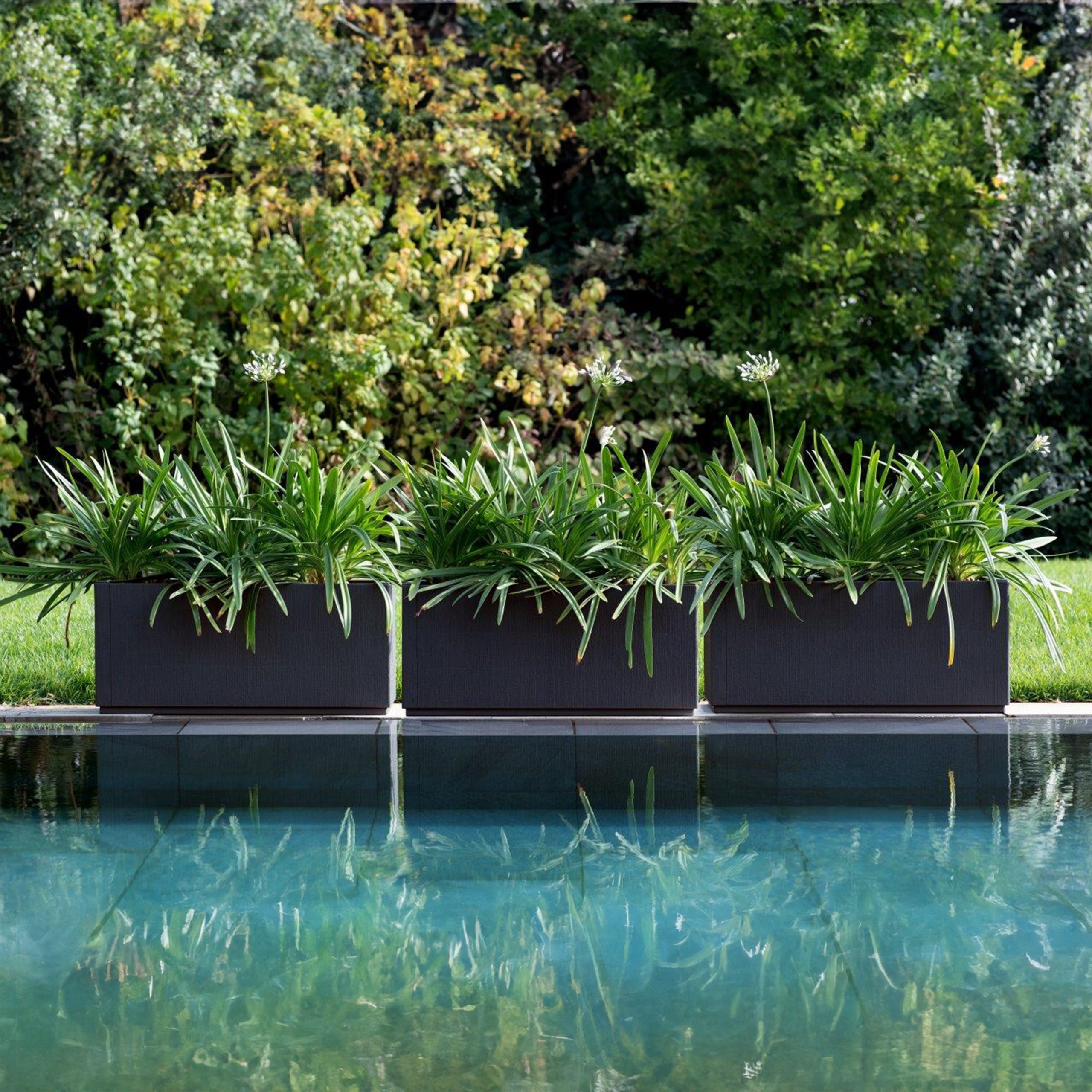 2x PLANTER FLOWER POT BALCONY BOX GARDEN TERRACE 80cm ANTHRACITE Material synthetic material