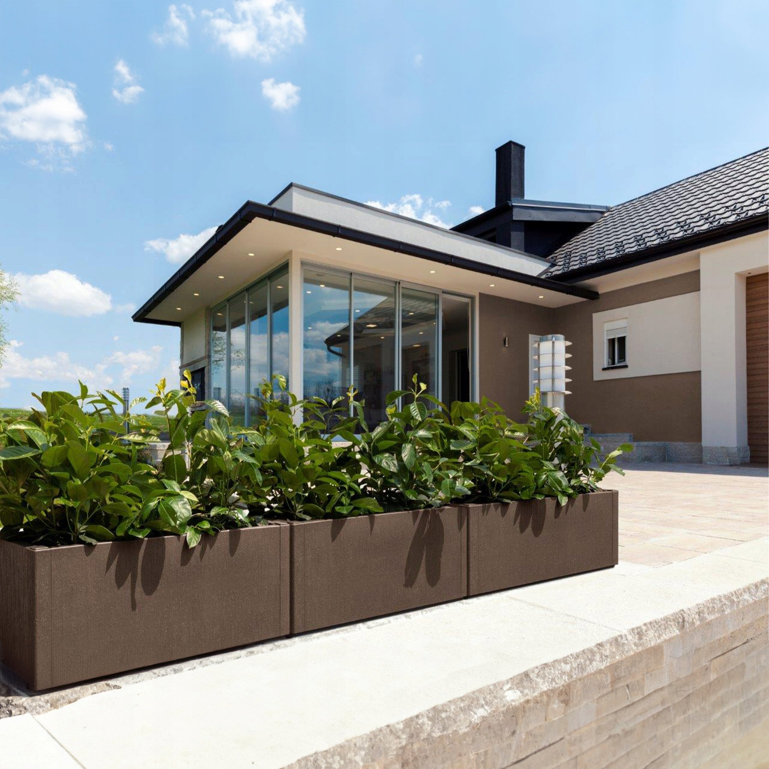 2x PLANTER FLOWER POT BALCONY BOX GARDEN TERRACE 80cm BROWN Brand no brand