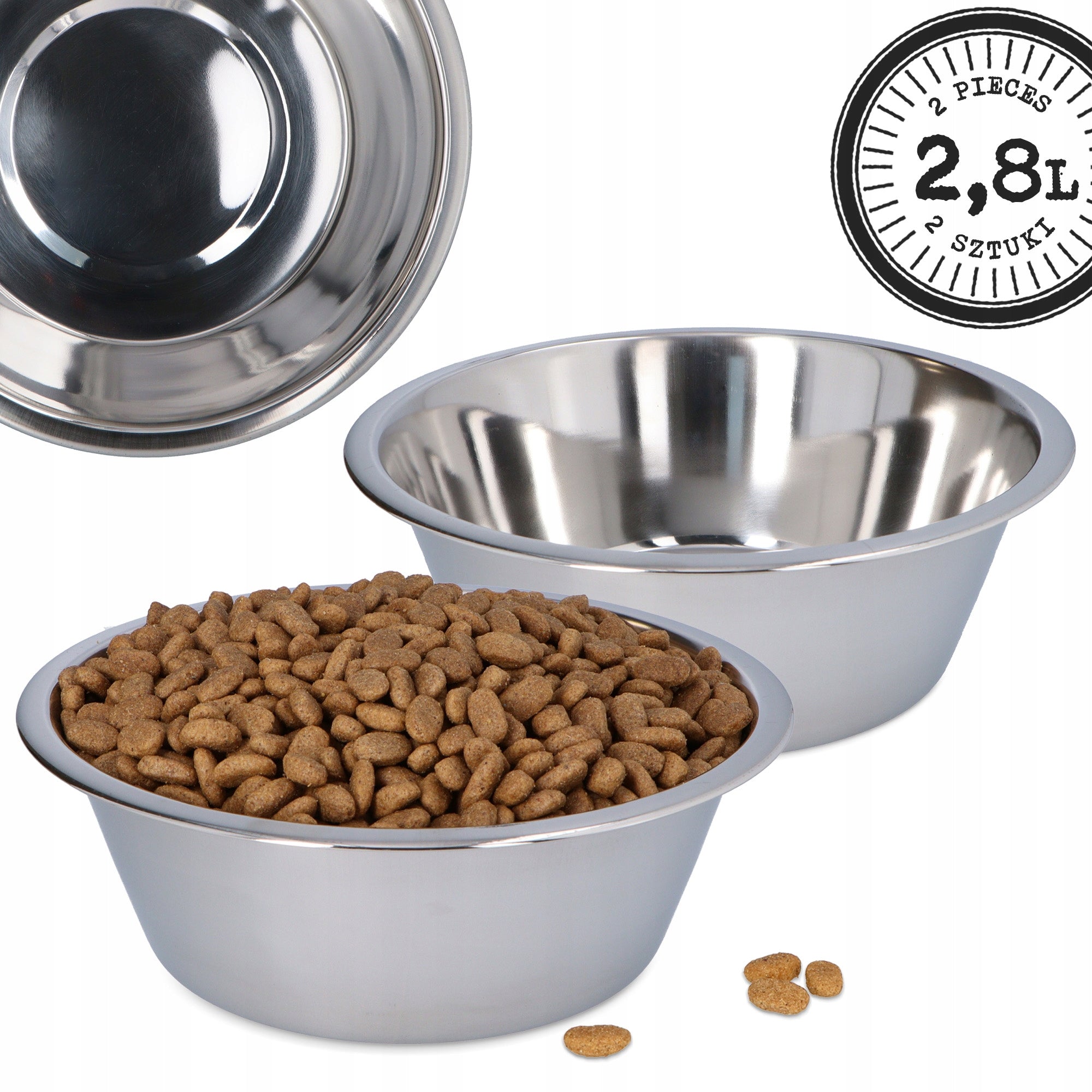 2x PSA BOWL 2,8l Large Stainless Water Bowls Food 28cm DISHWASHER SAFE 4D