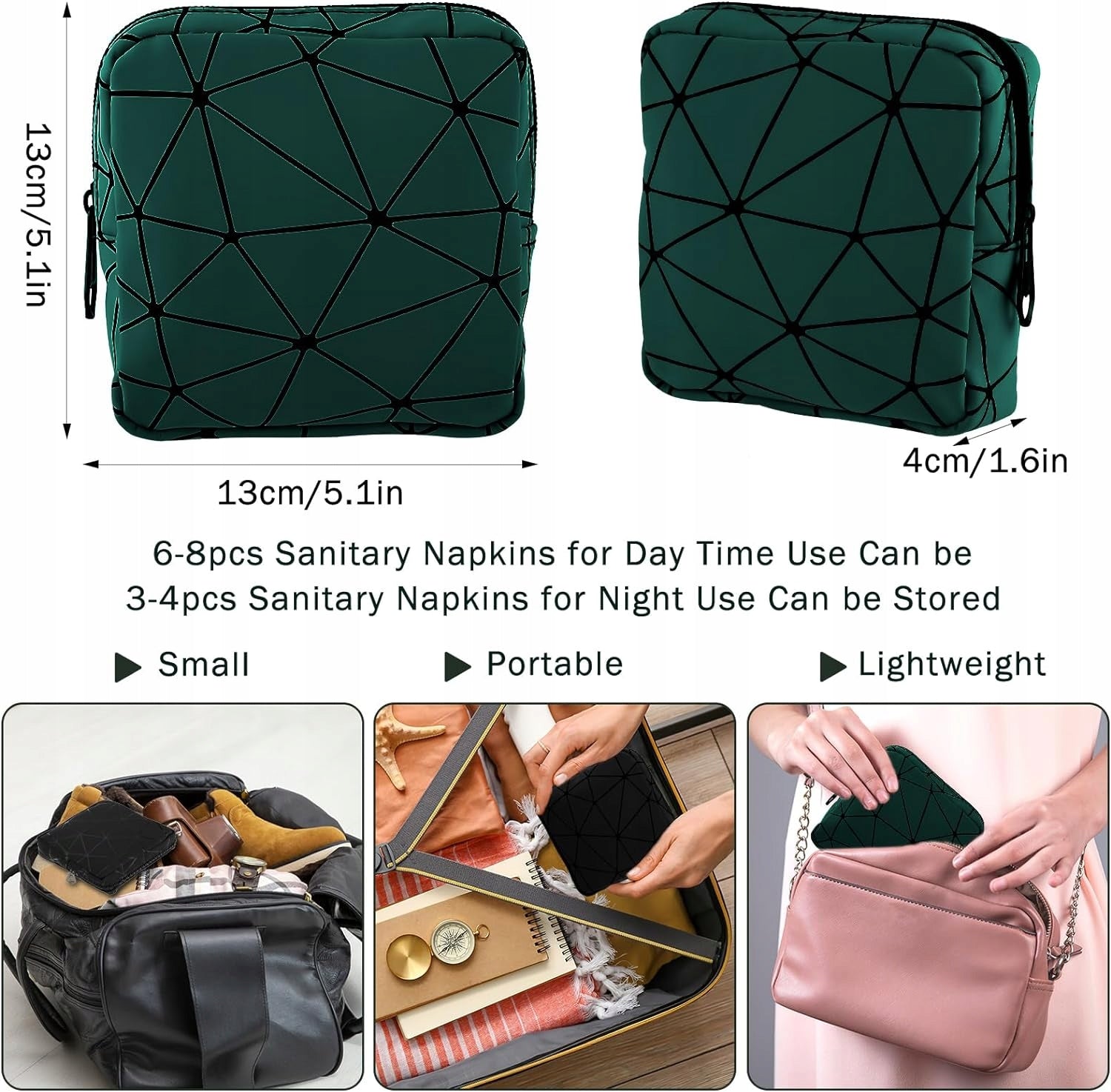 2x PU leather SANITARY PAD STORAGE BAG 13 x 4 cm ZIPPER BAG Brand no brand