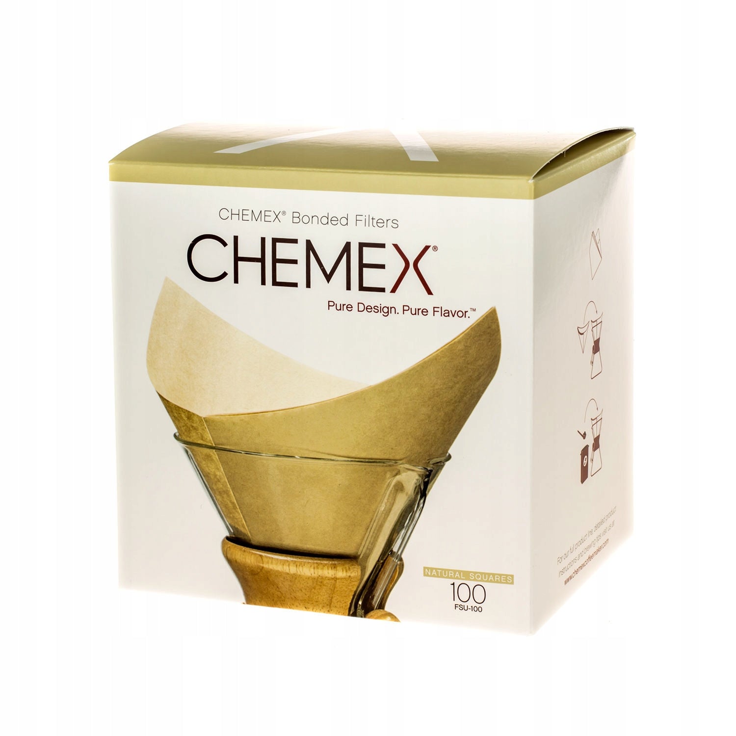 2x Paper Filters Square for Coffee Chemex 6,8,10 TZ - 100pcs Brown Packaging status original