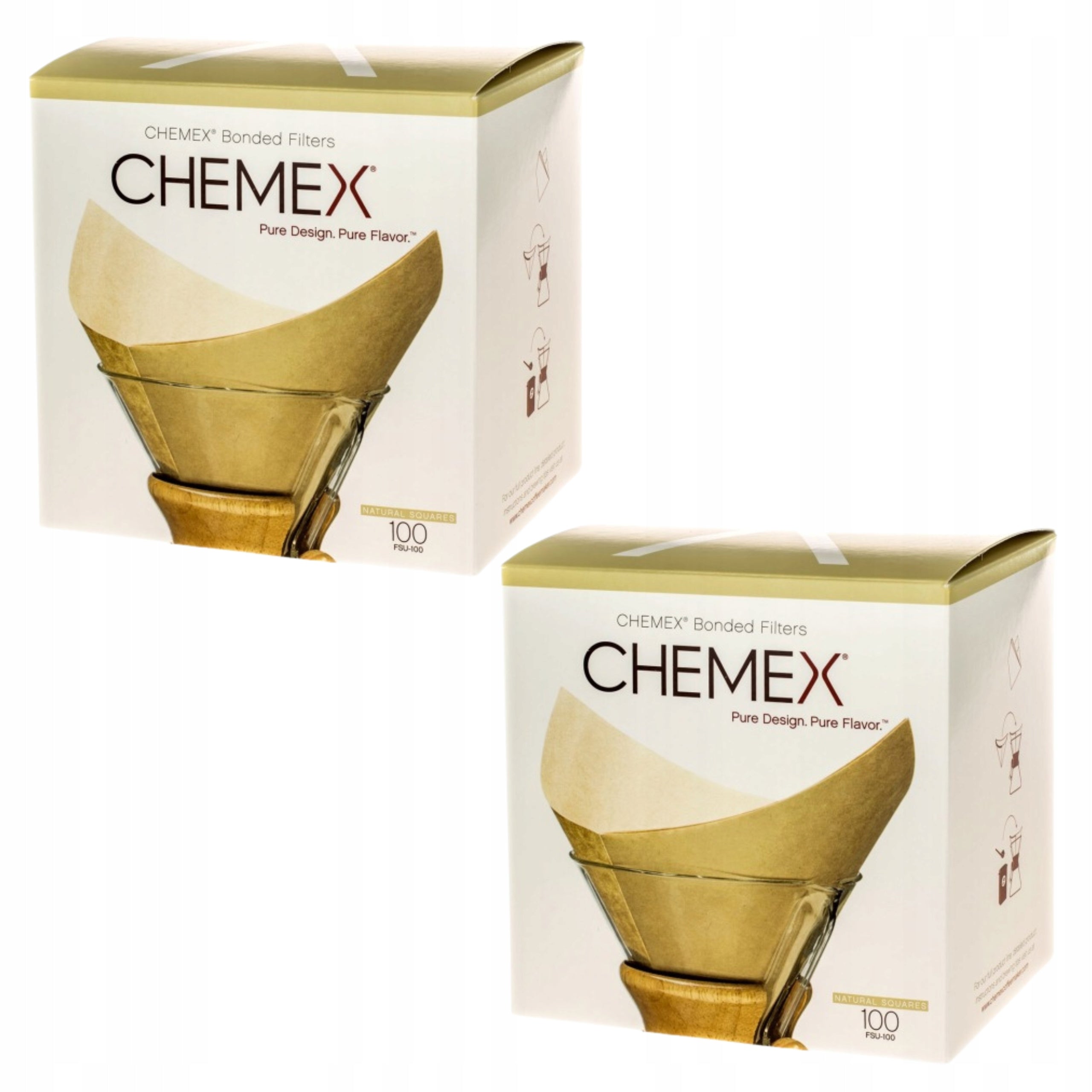 2x Paper Filters Square for Coffee Chemex 6,8,10 TZ - 100pcs Brown