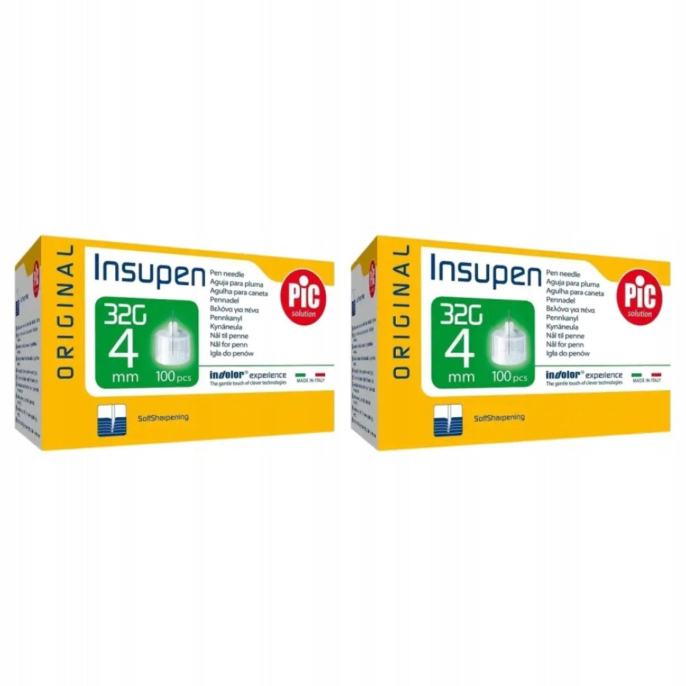 2x PiC Solution Insupen Insulin Pen Needles 32G 4 mm, 100 pieces