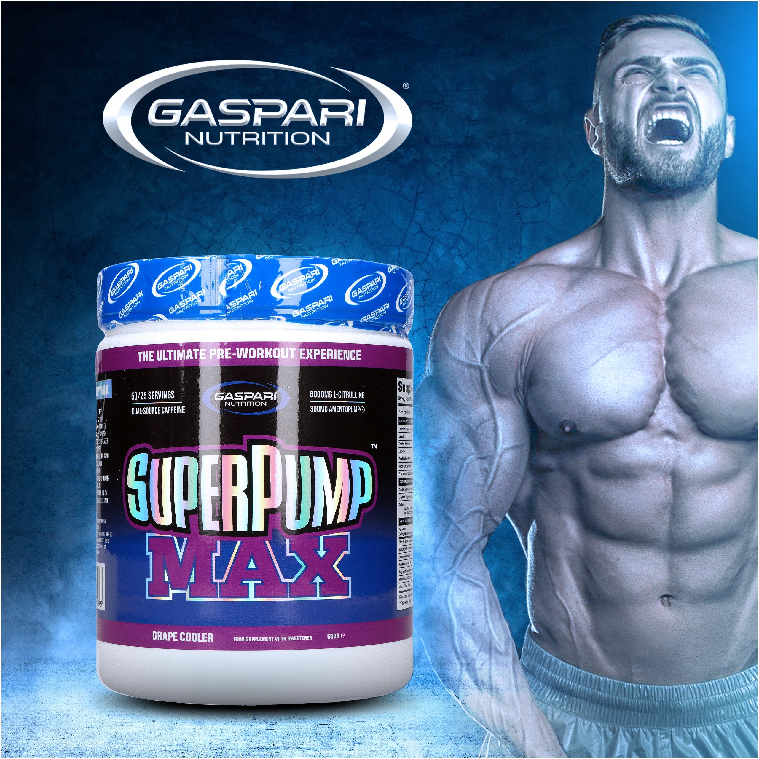 2x Pre-workout Creatine Citrulline Super Pump Max 500g Grape Gaspar Brand Gaspari Nutrition