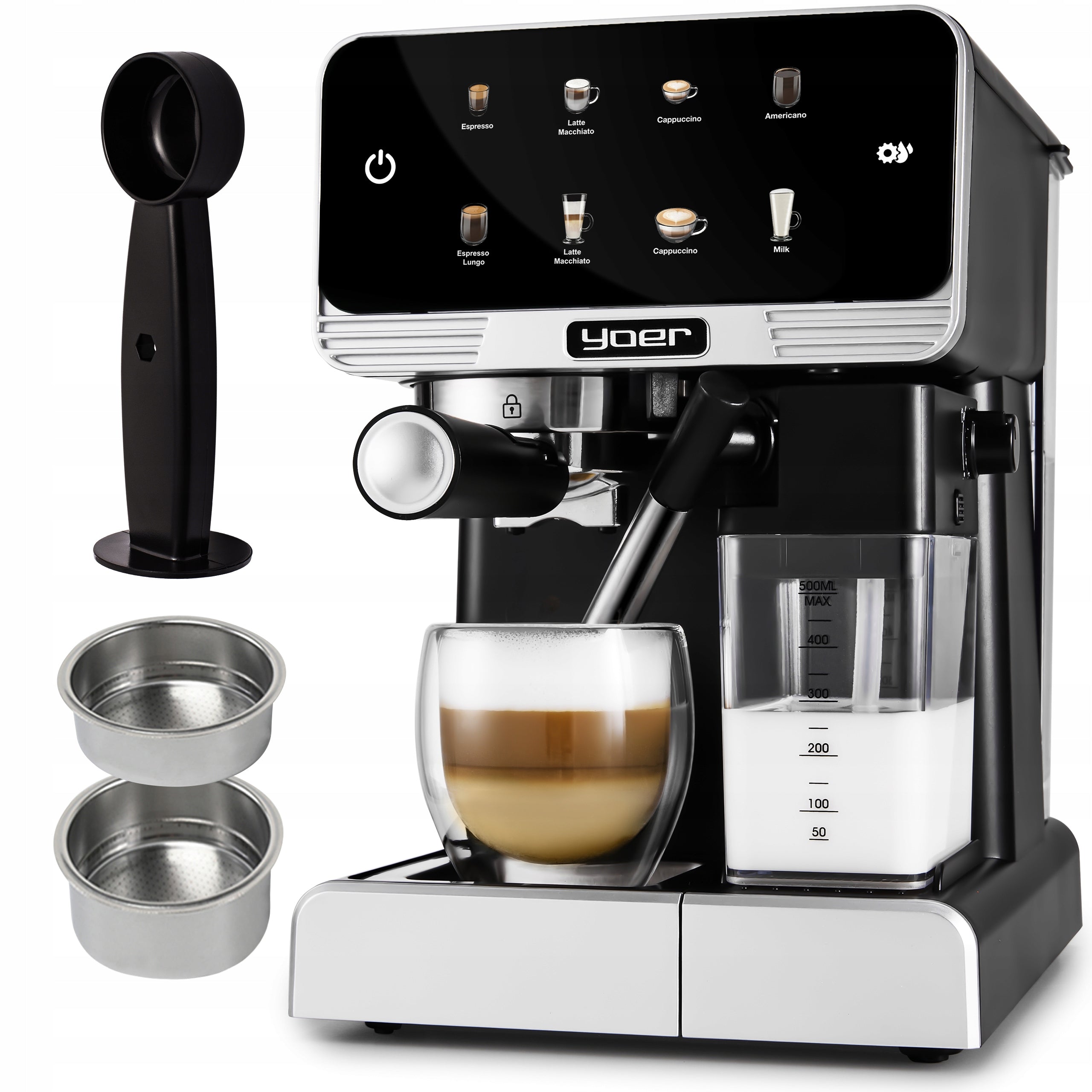 2x Pressure Coffee Maker Yoer Led 20bar 1350w Automatic Thermobloc