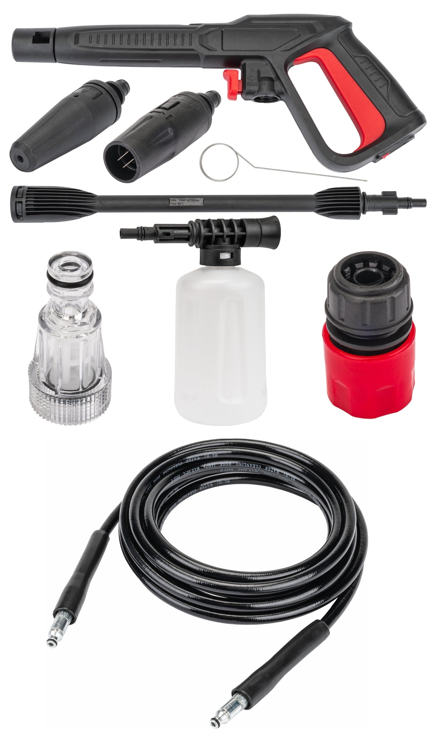 2x Pressure Washer Red Technic 1600 W Aluminum Pump 120 Bar 5 M Operating pressure 80 bar