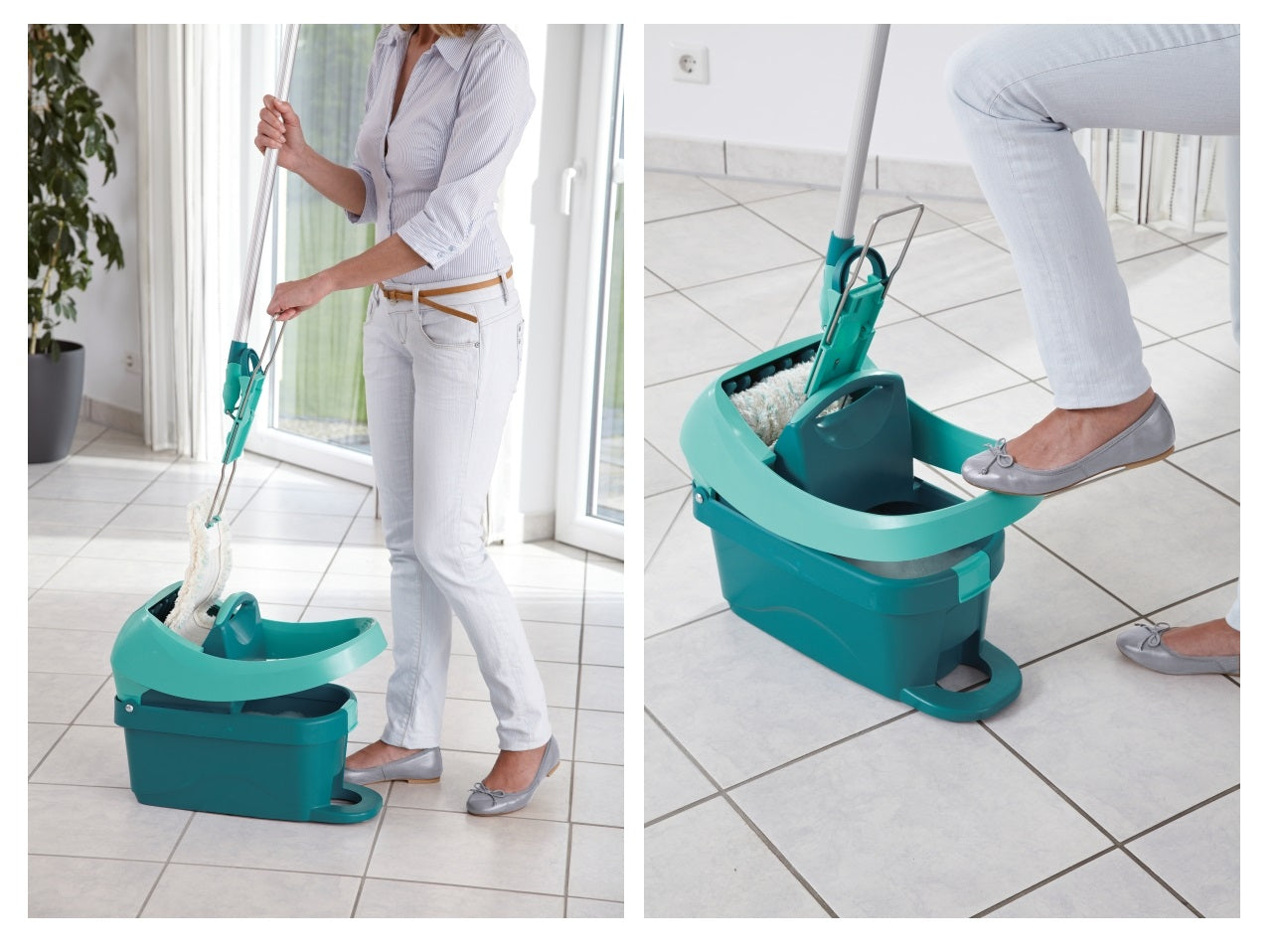 2x Profi set on wheels XL (mop + bucket + squeezer) Leifheit Brand Leifheit