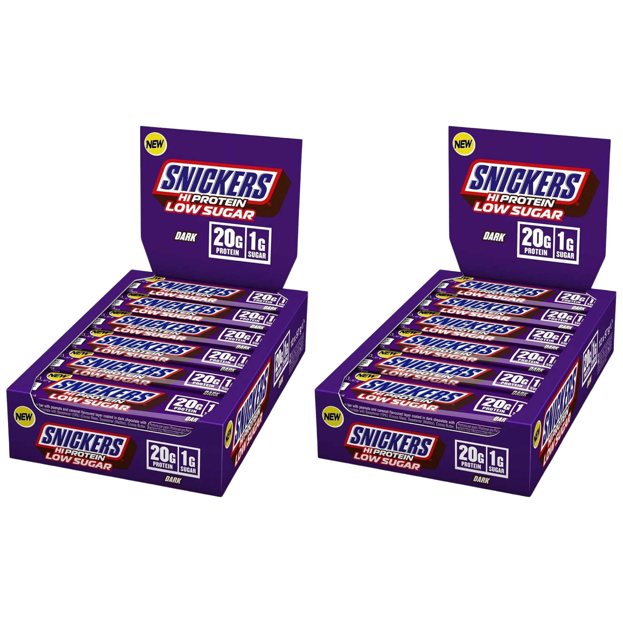 2x Protein Bar Protein 12 Pcs HiProtein Low Sugar Snack Snickers