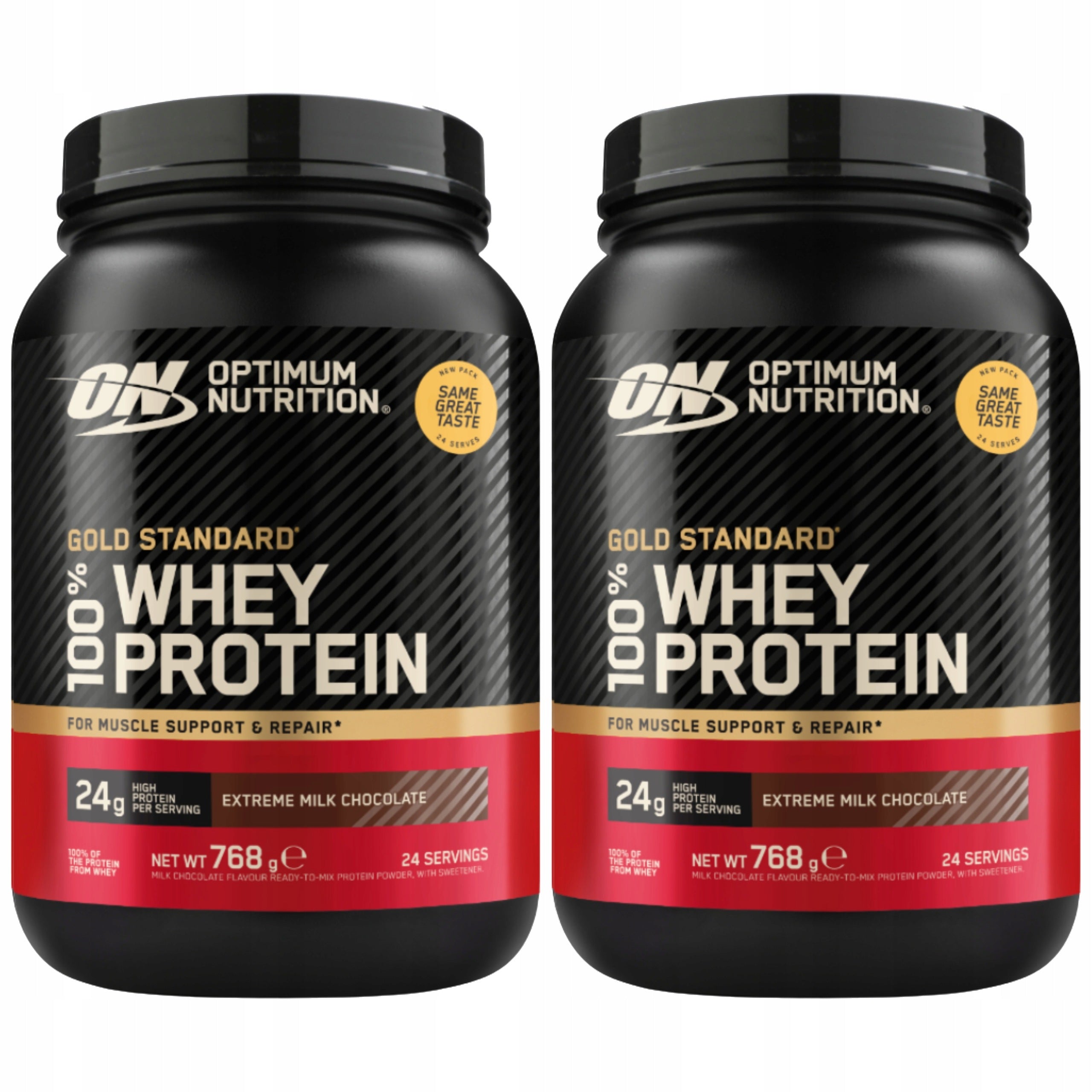 2x Protein OPTIMUM NUTRITION Gold Standard Whey 768g Chocolate WPC WPI 24p