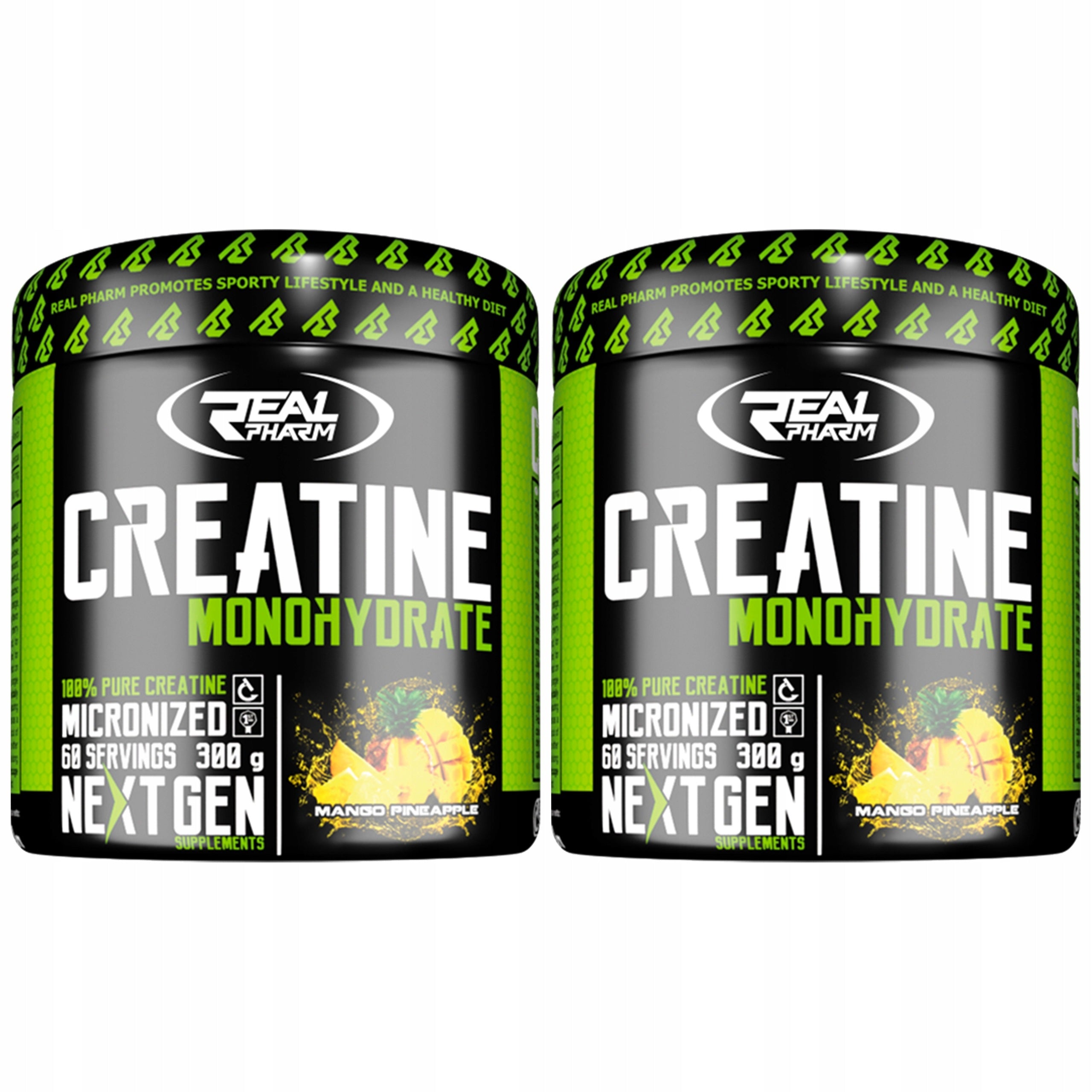 2x REAL PHARM Creatine Monohydrate 300g Hydration Strength ATP Creatine Muscle